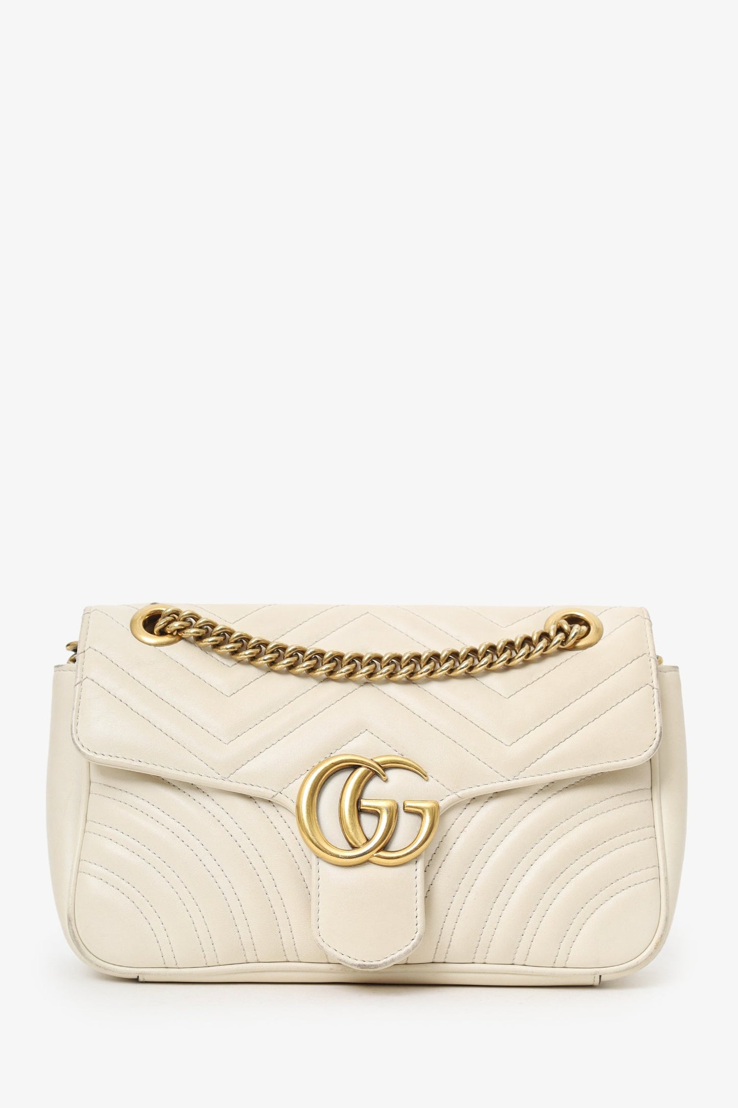 Gucci Cream Leather Marmont Medium Shoulder Bag