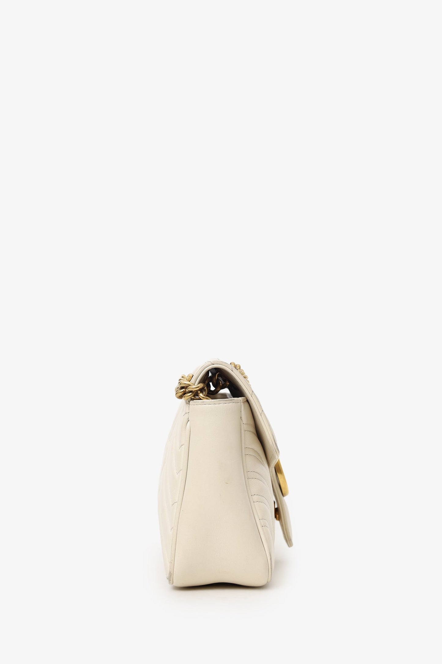 Gucci Cream Leather Marmont Medium Shoulder Bag