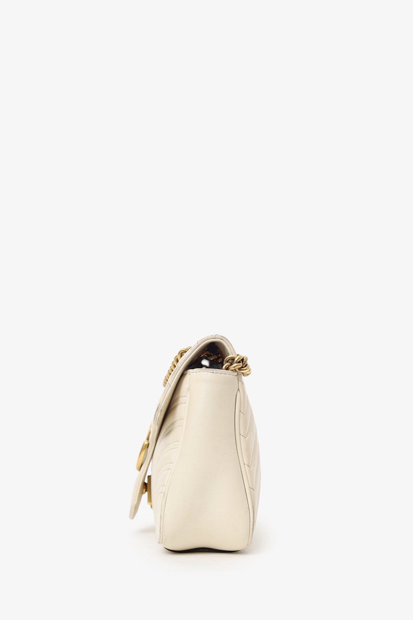 Gucci Cream Leather Marmont Medium Shoulder Bag