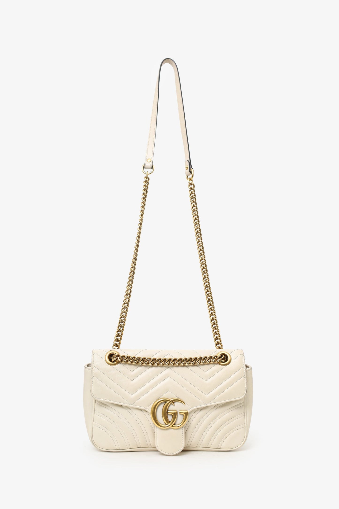Gucci Cream Leather Marmont Medium Shoulder Bag