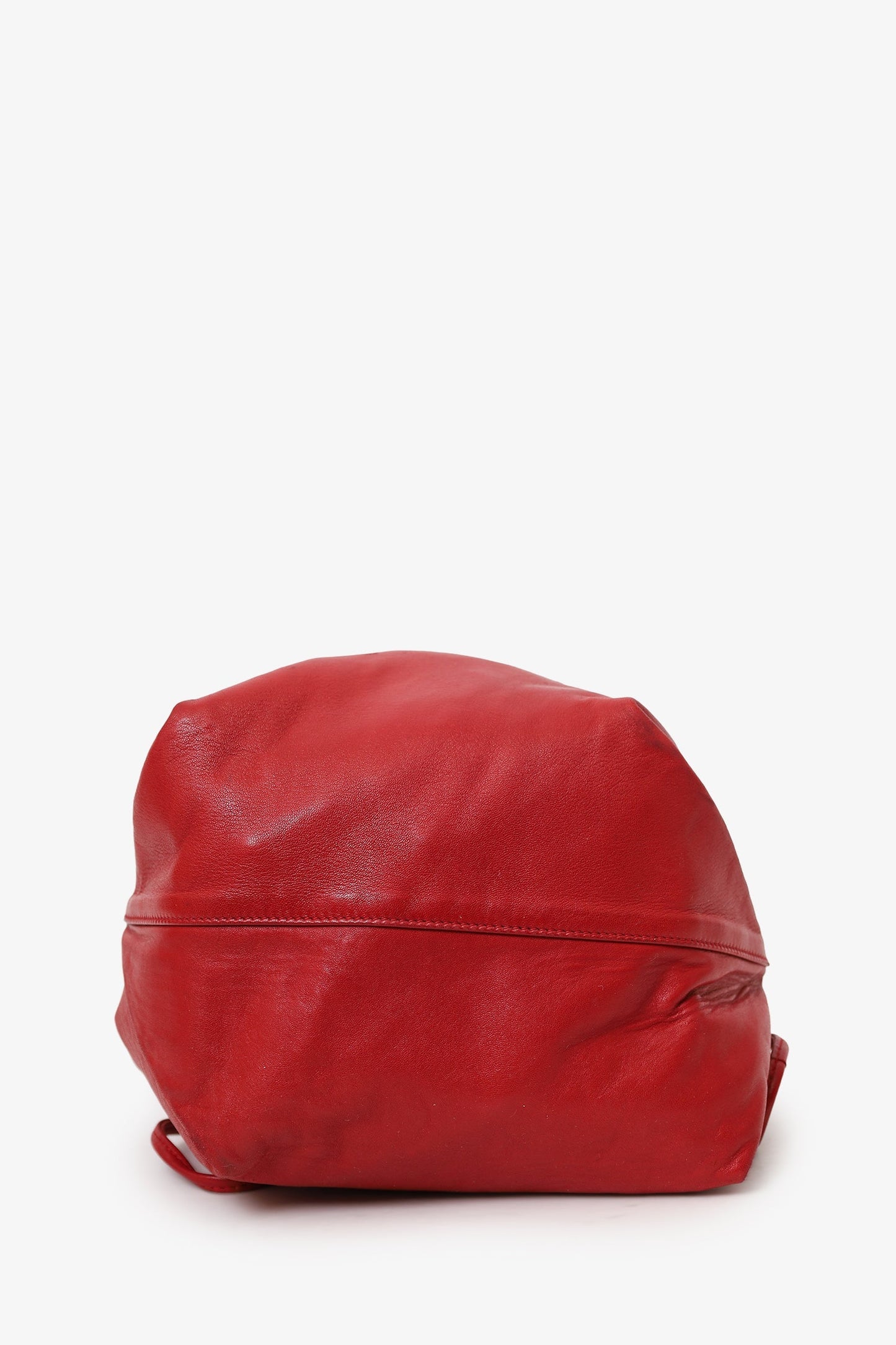 Saint Laurent Red Leather Teddy Bucket Bag With Pouch