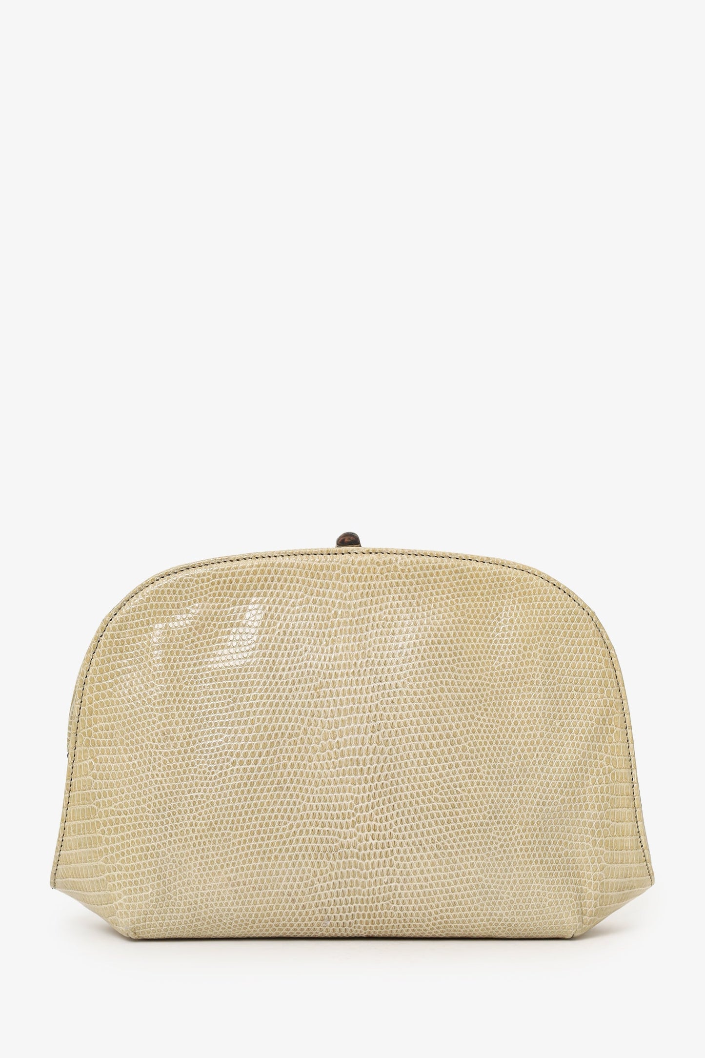 Bottega Veneta Beige Croc Vintage Clutch