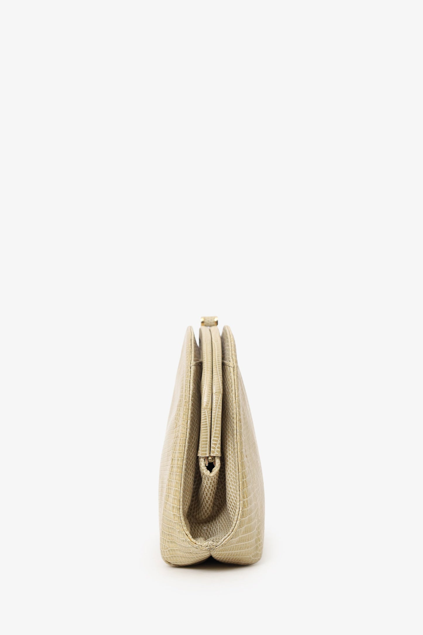 Bottega Veneta Beige Croc Vintage Clutch