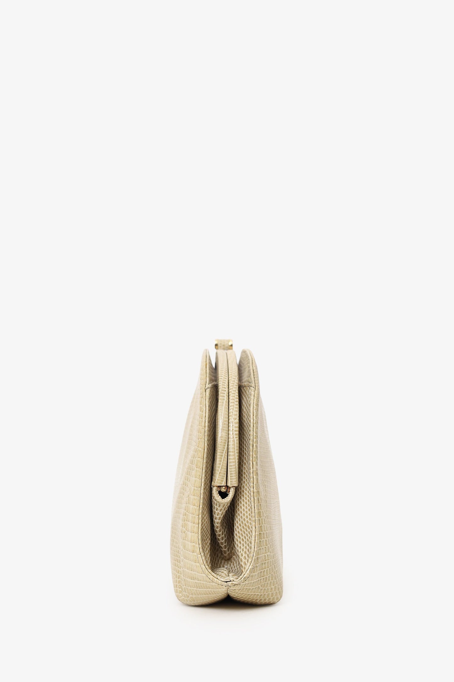 Bottega Veneta Beige Croc Vintage Clutch