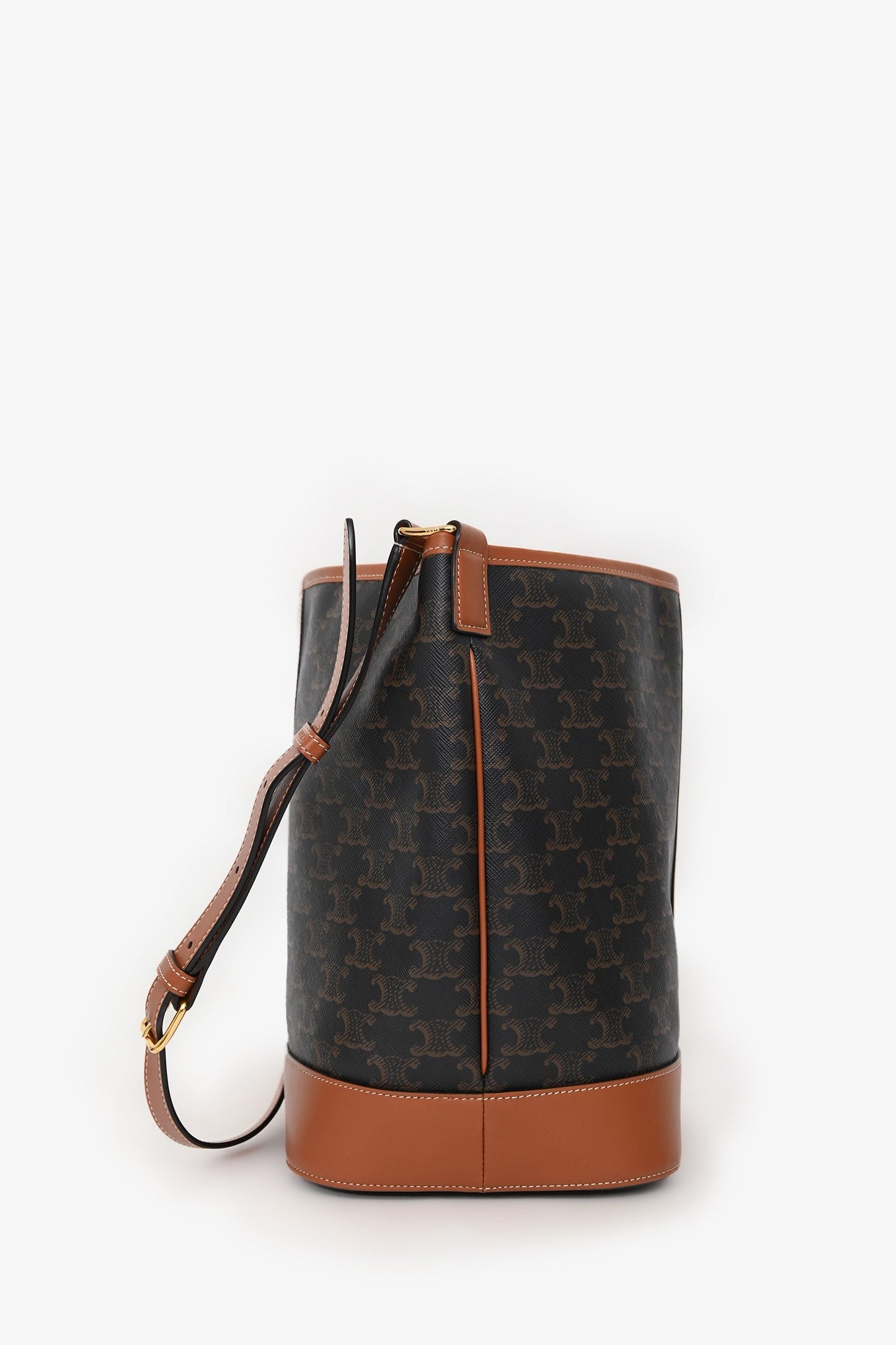Celine 2022 Brown Canvas/Leather Triomphe Medium Bucket Bag