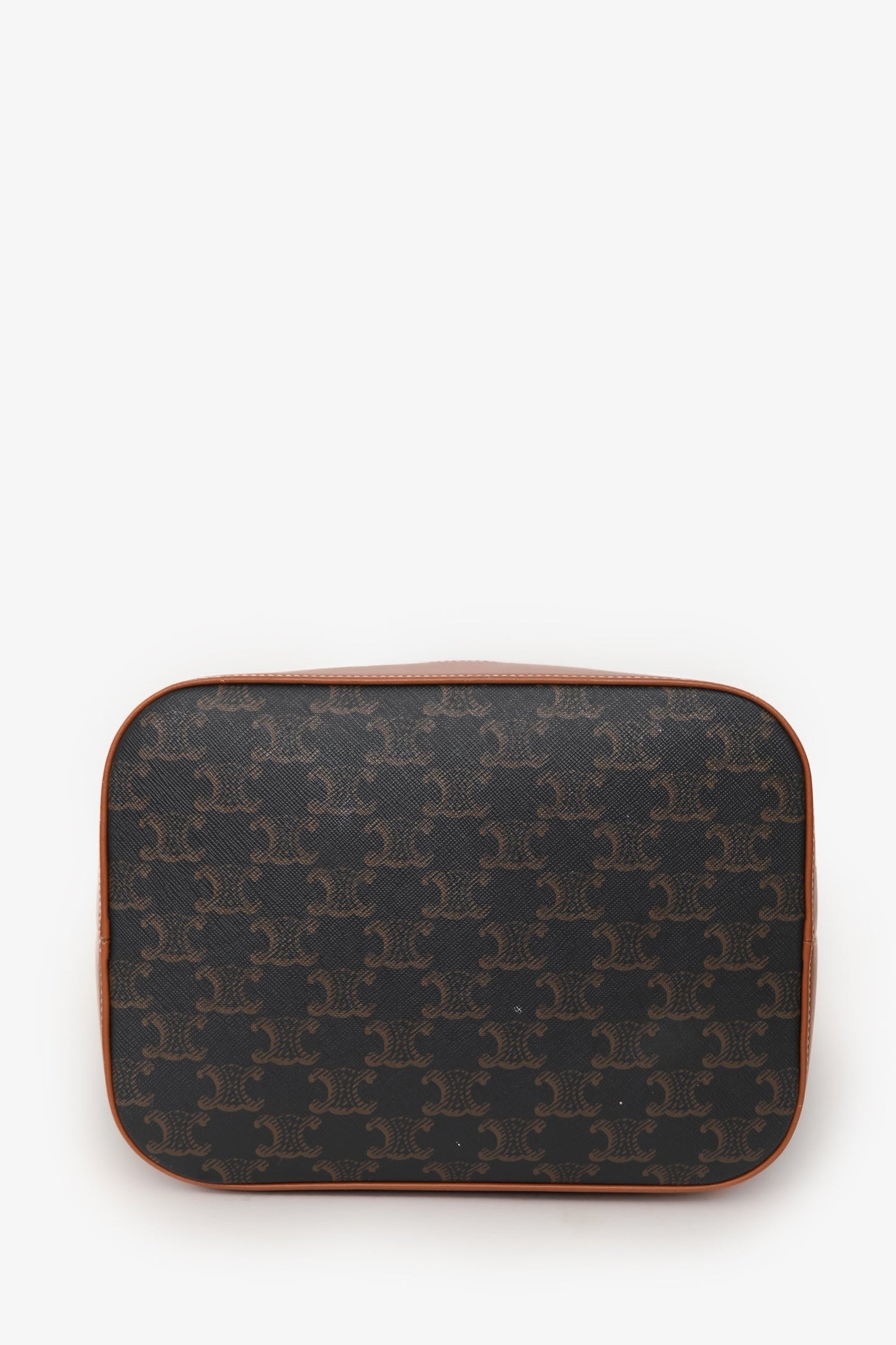 Celine 2022 Brown Canvas/Leather Triomphe Medium Bucket Bag