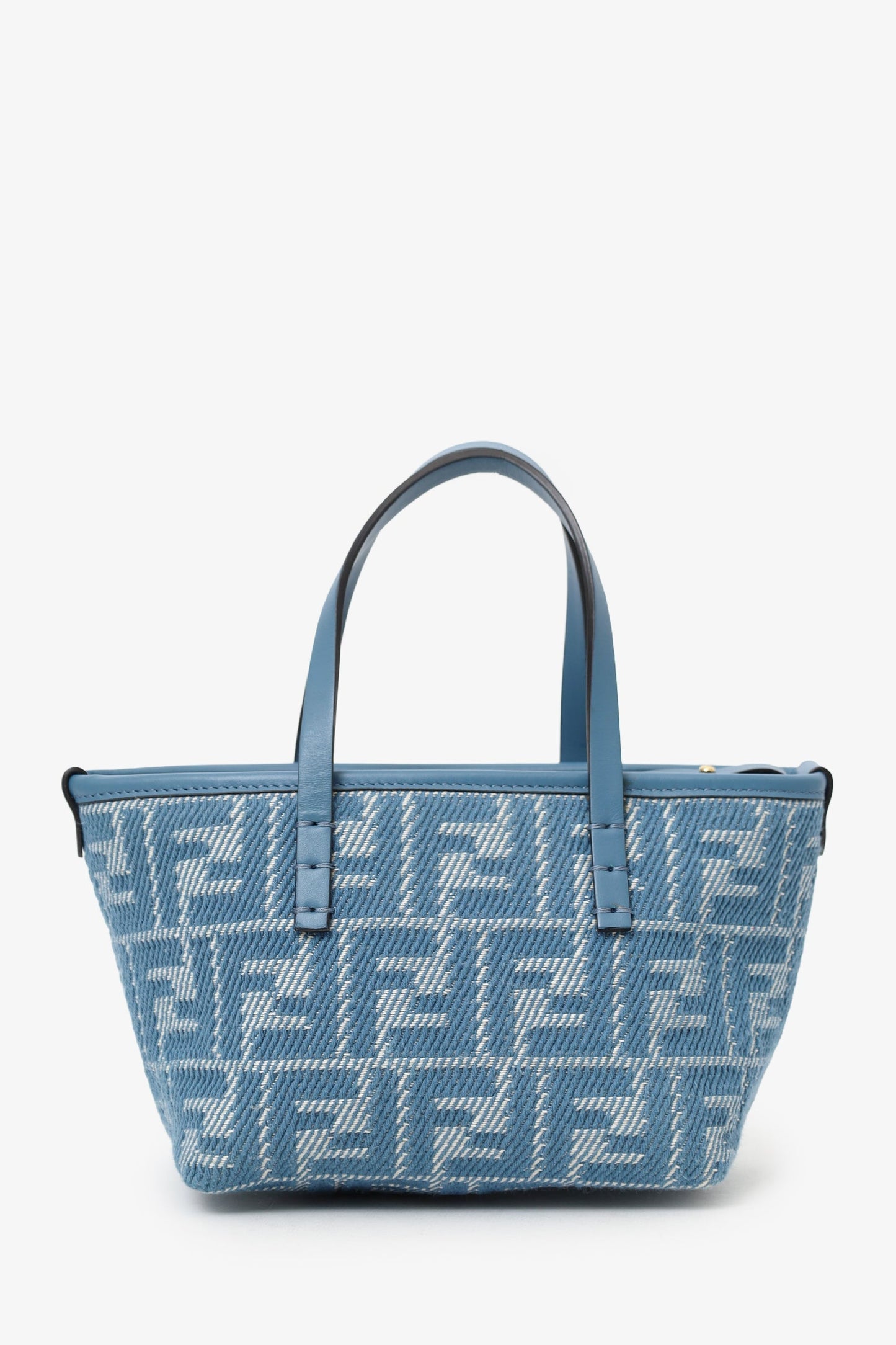 Fendi Blue Jacquard/Leather Zucca Roll Mini Tote Bag
