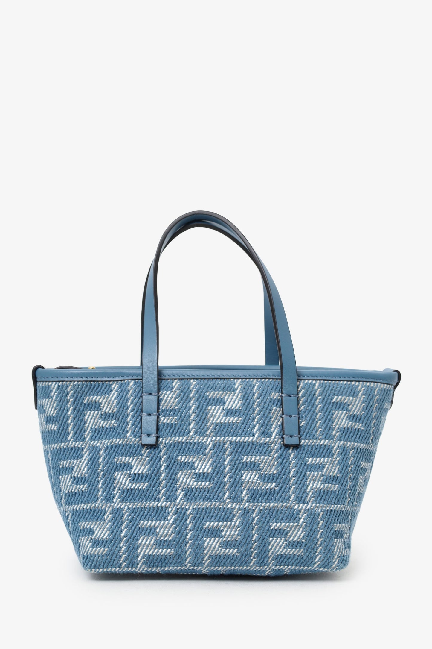 Fendi Blue Jacquard/Leather Zucca Roll Mini Tote Bag