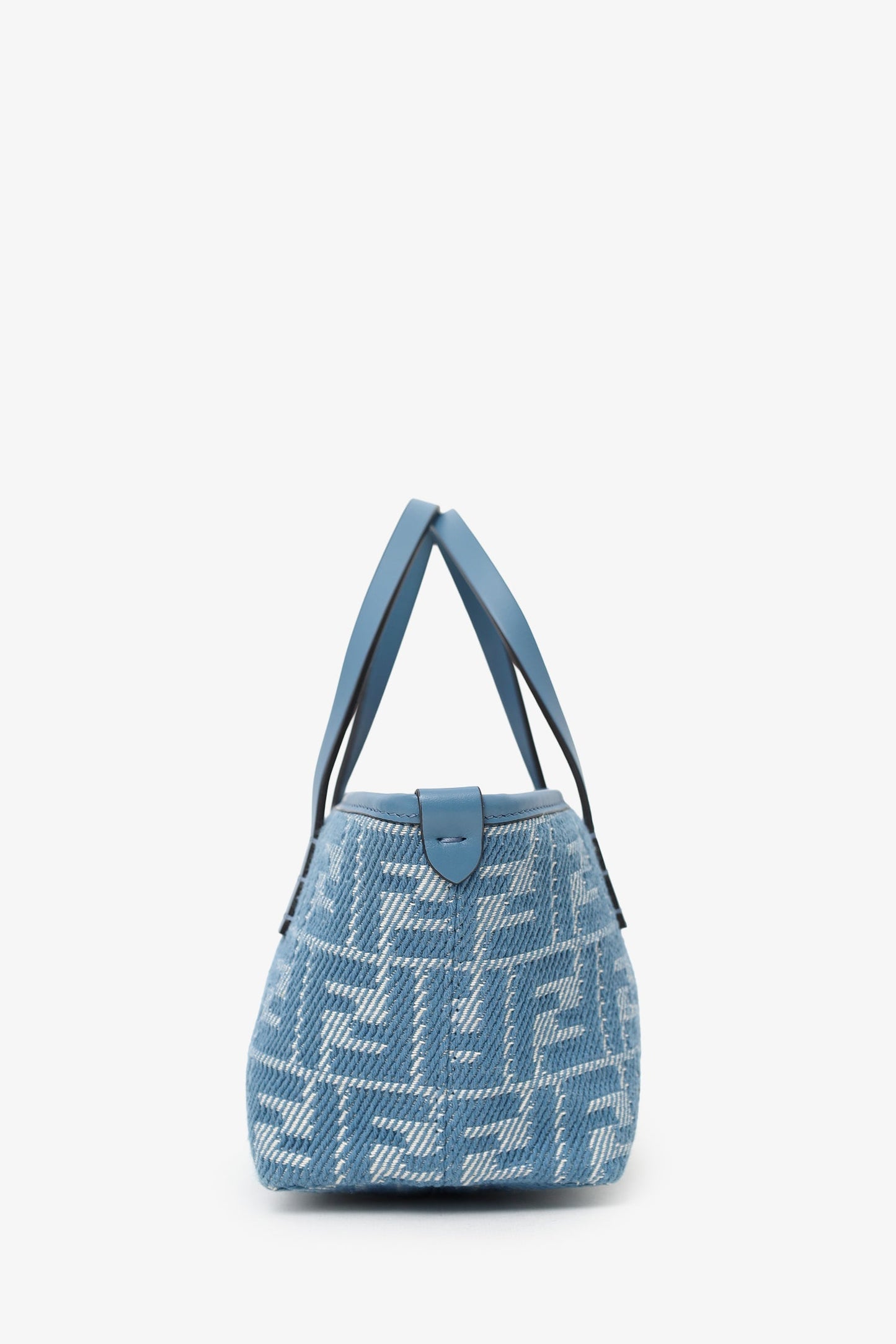 Fendi Blue Jacquard/Leather Zucca Roll Mini Tote Bag