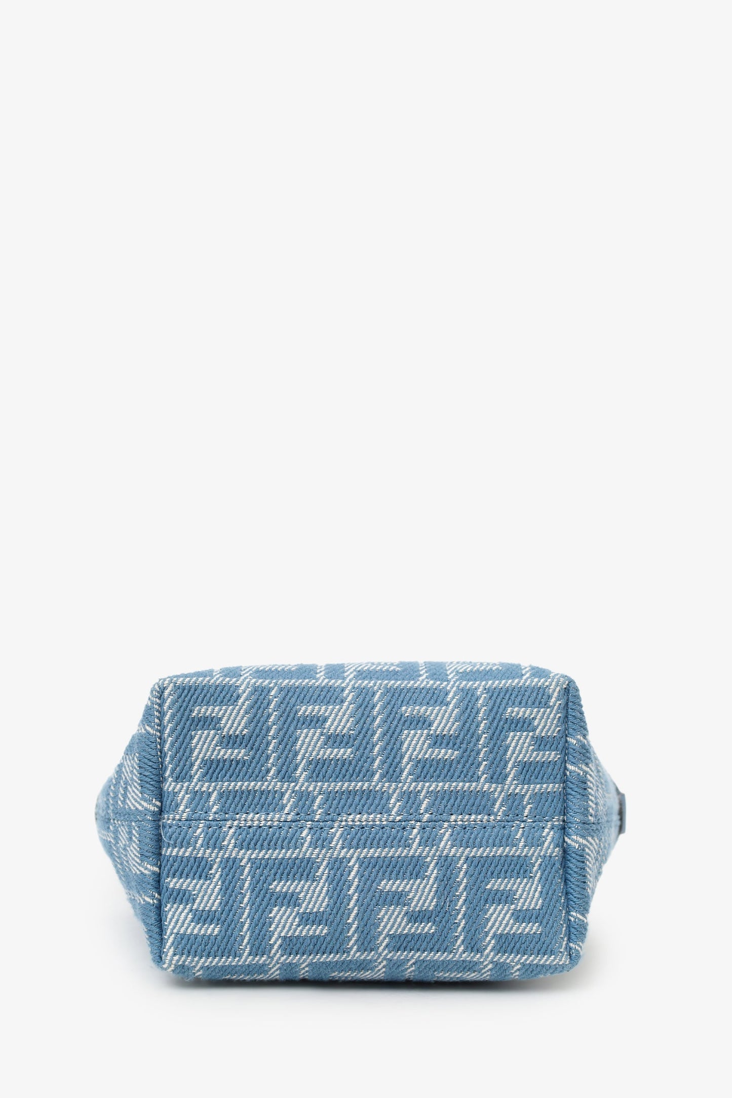 Fendi Blue Jacquard/Leather Zucca Roll Mini Tote Bag