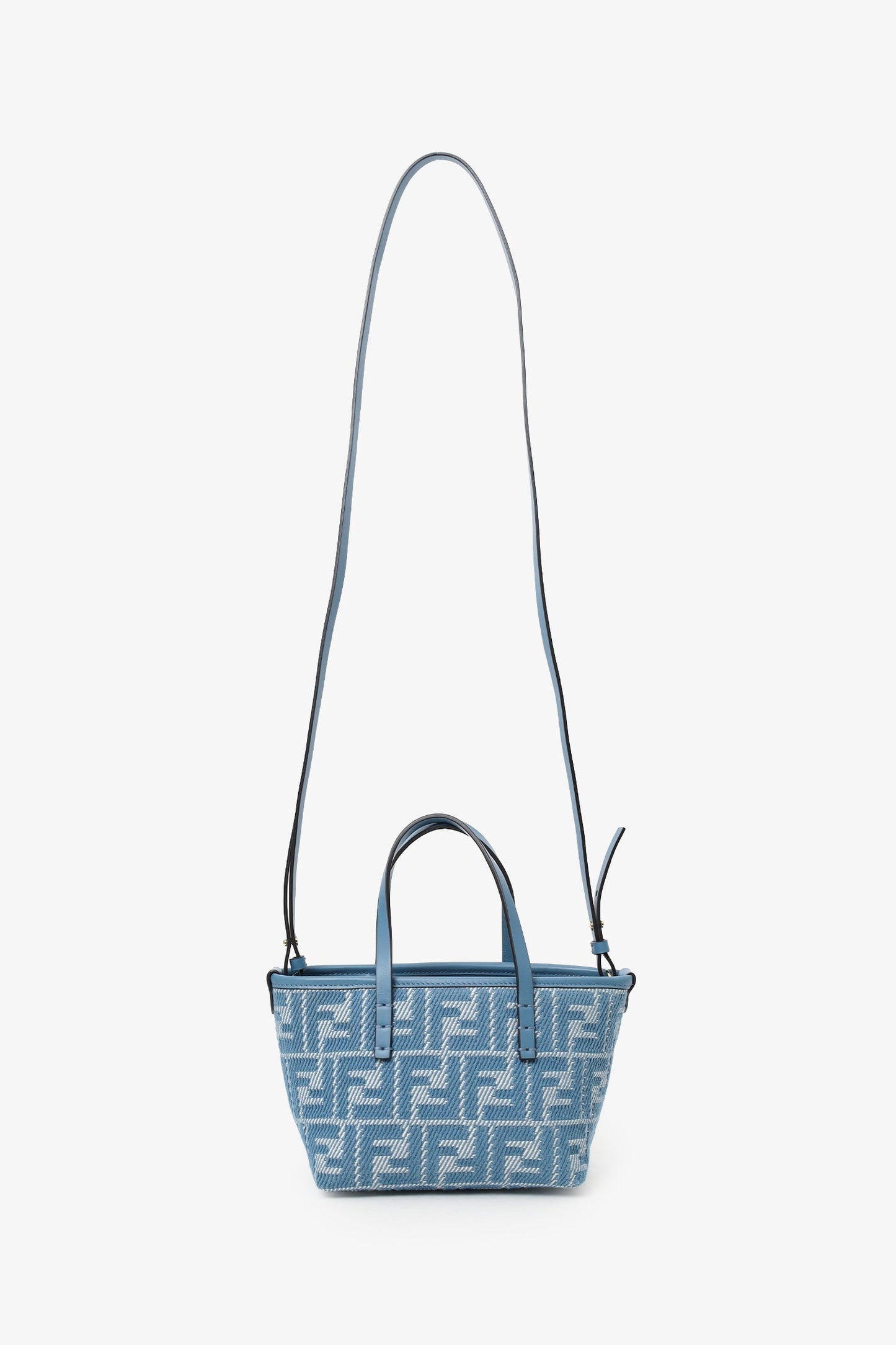 Fendi Blue Jacquard/Leather Zucca Roll Mini Tote Bag