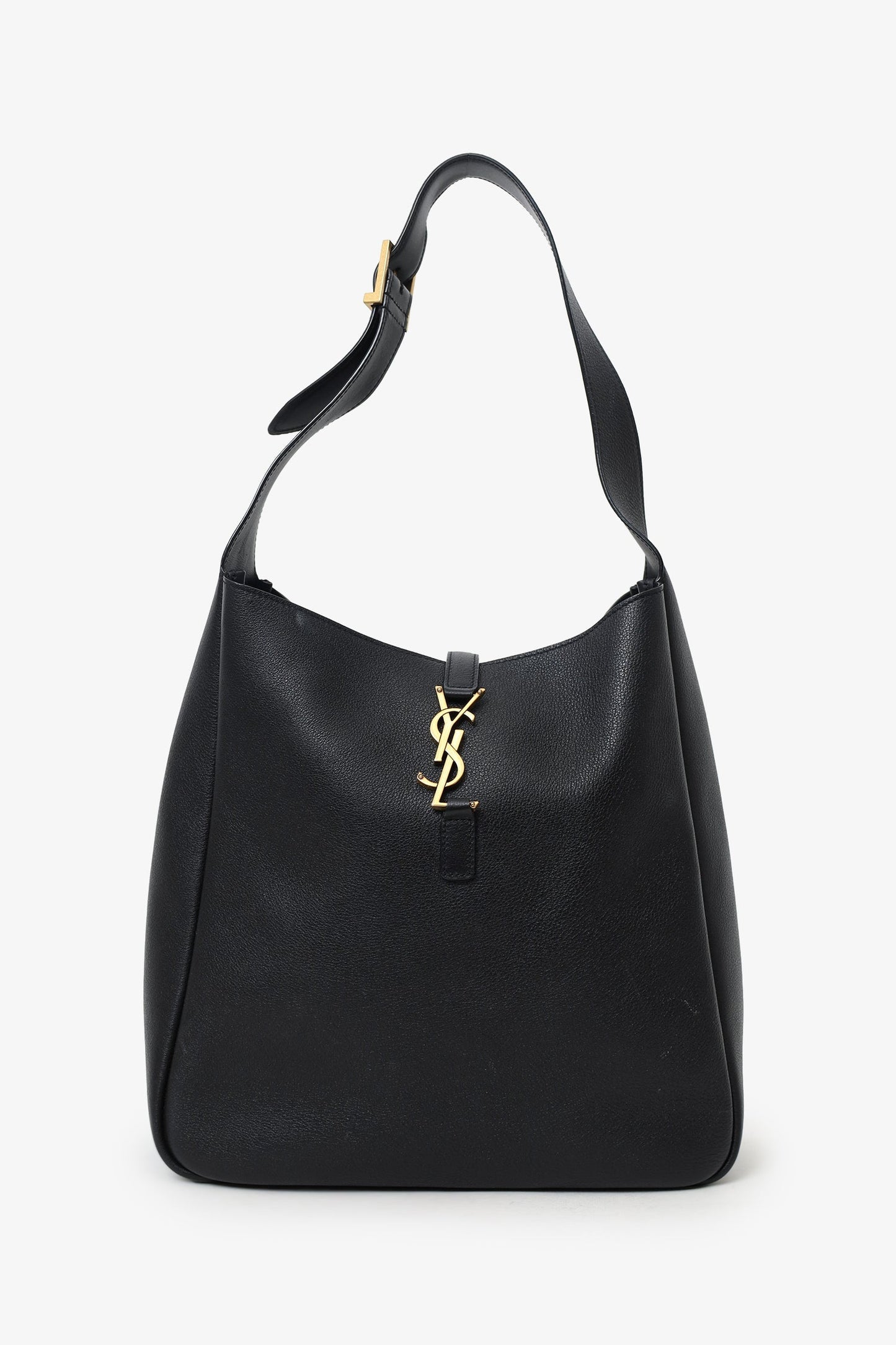 Saint Laurent Black Grained Leather Le 5 a 7 Large Shoulder Bag