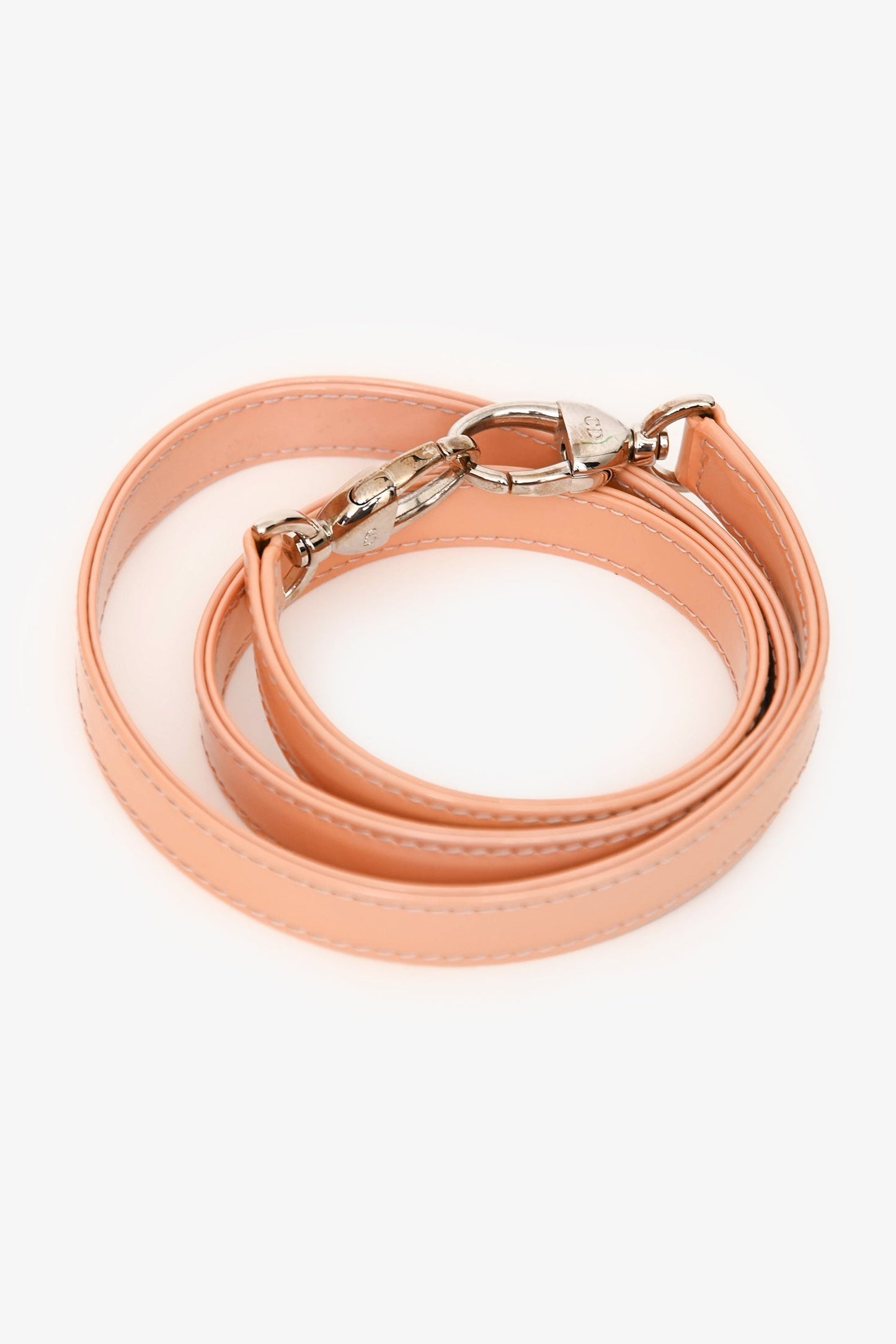 Christian Dior 2012 Light Peach Cannage Patent Large Lady Dior With Strap