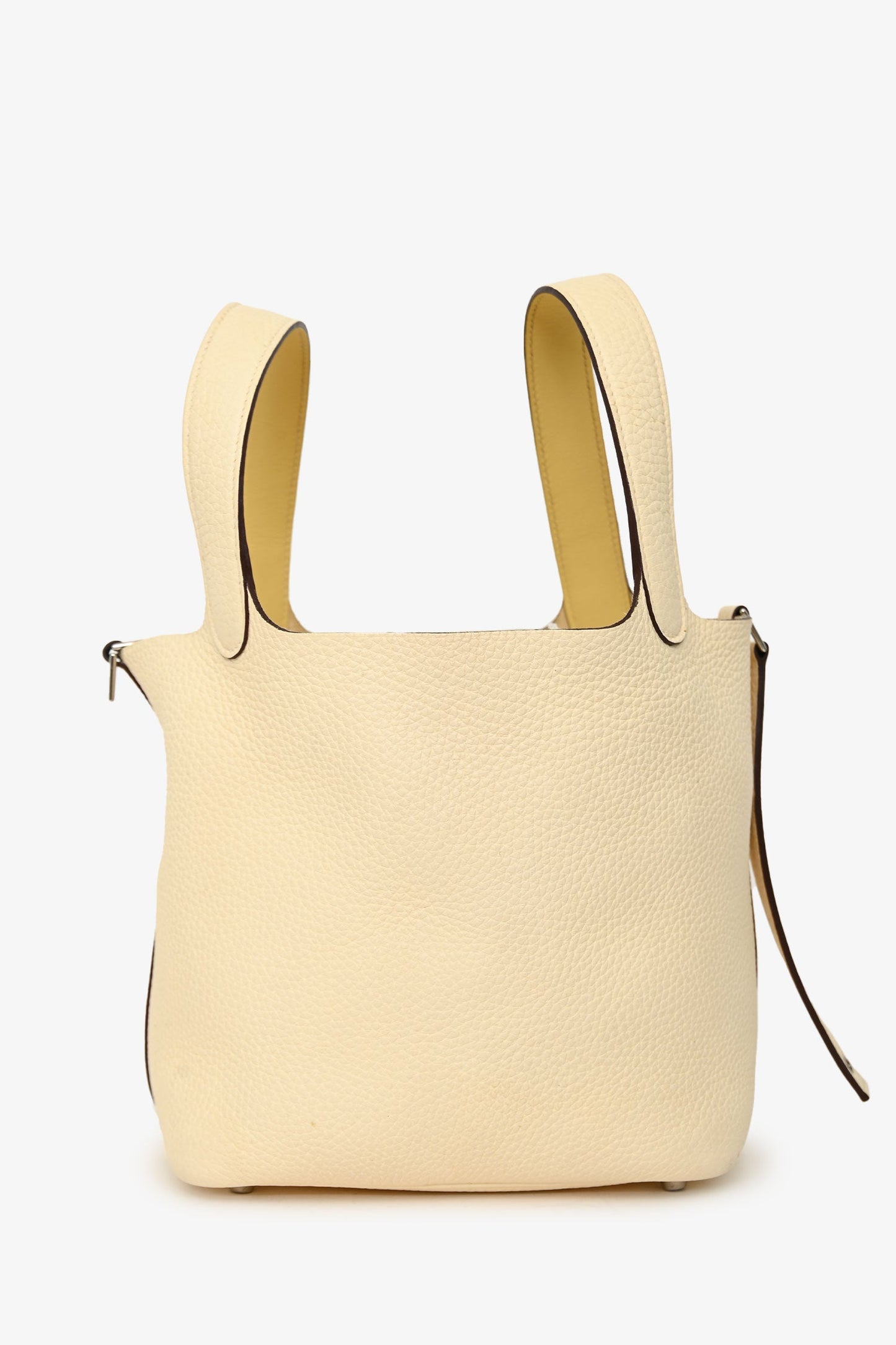 Hermès 2020 Light Yellow Clemence Leather Picotin 18