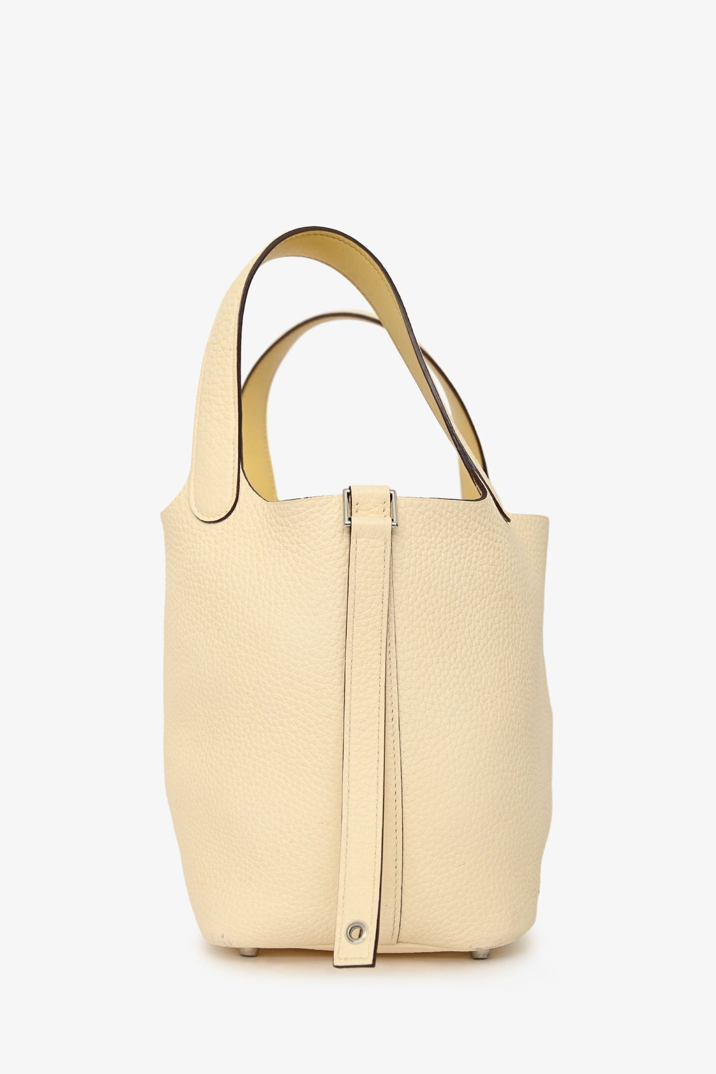 Hermès 2020 Light Yellow Clemence Leather Picotin 18