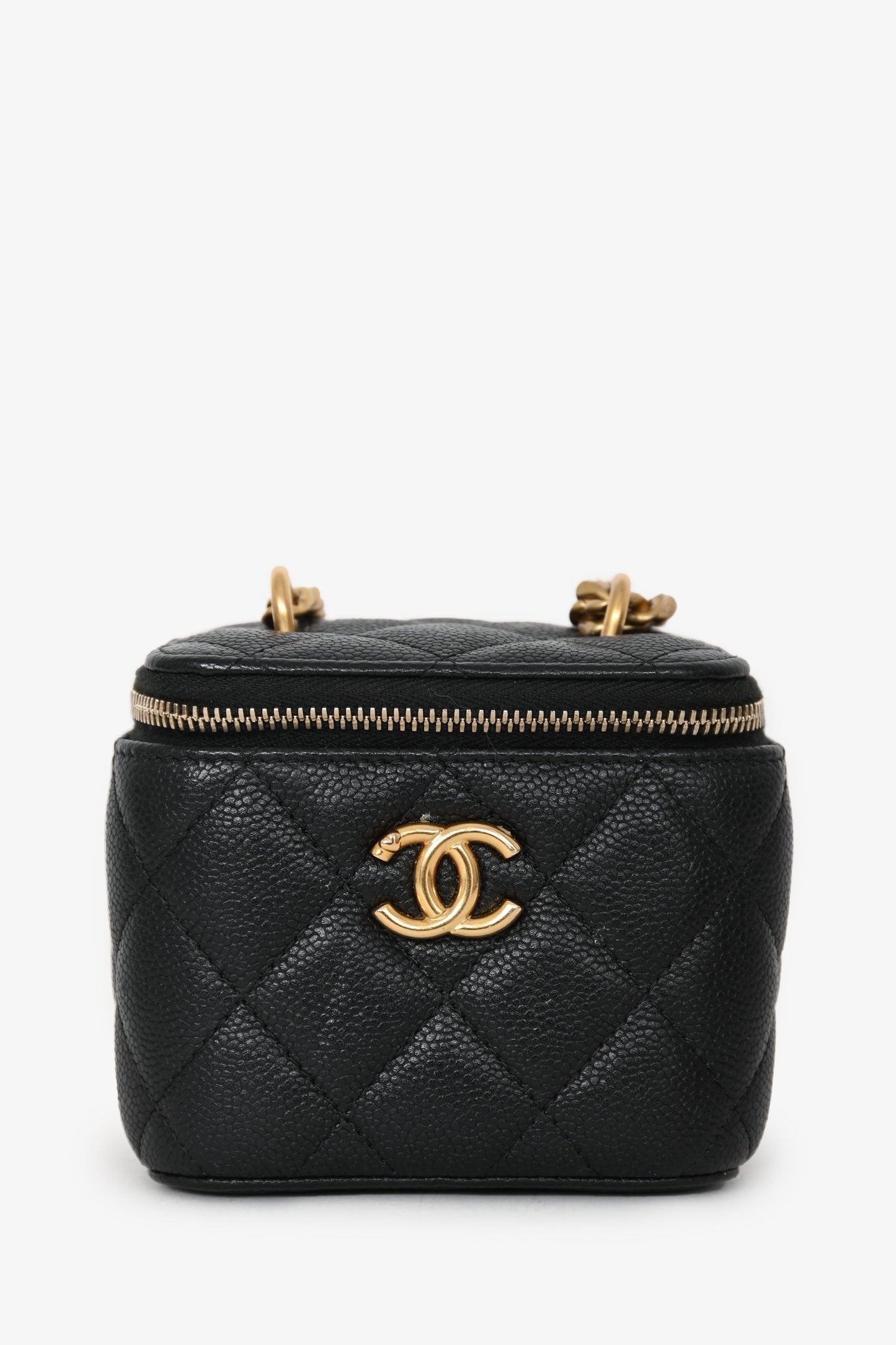 Chanel™ Black Caviar Leather Mini Vanity Crush Crossbody Gold Hardware