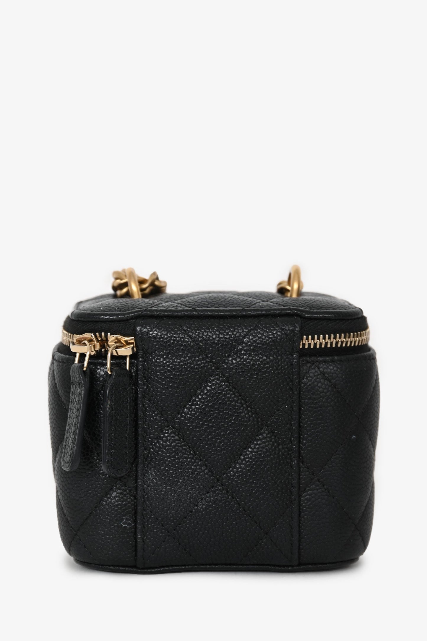 Chanel™ Black Caviar Leather Mini Vanity Crush Crossbody Gold Hardware