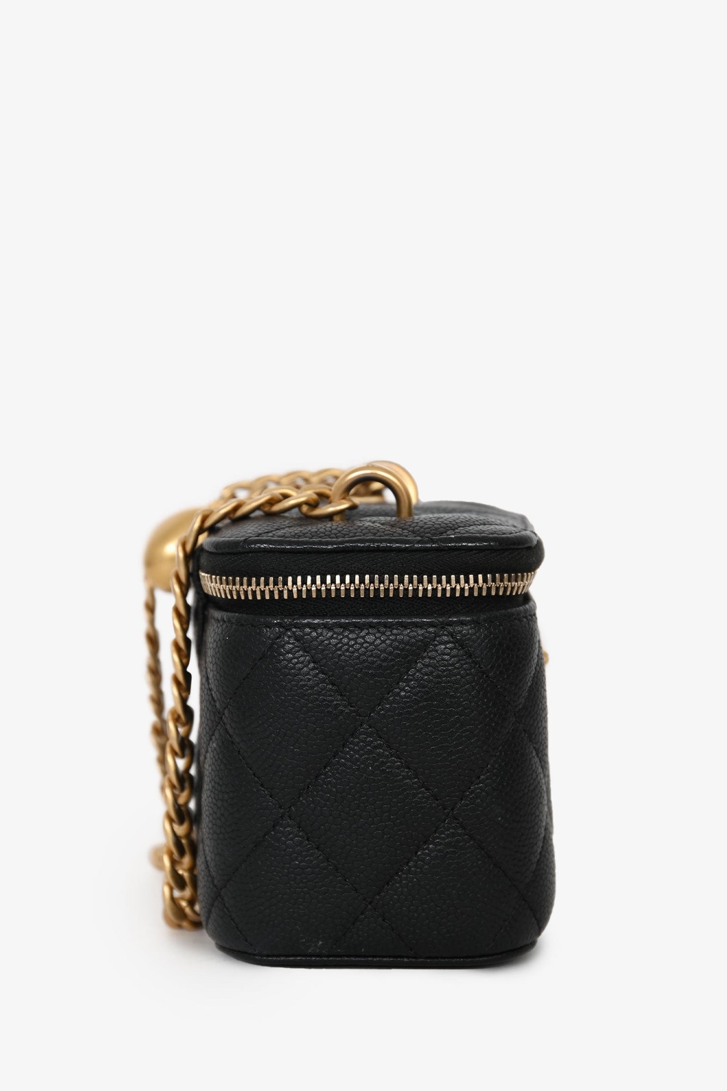Chanel™ Black Caviar Leather Mini Vanity Crush Crossbody Gold Hardware