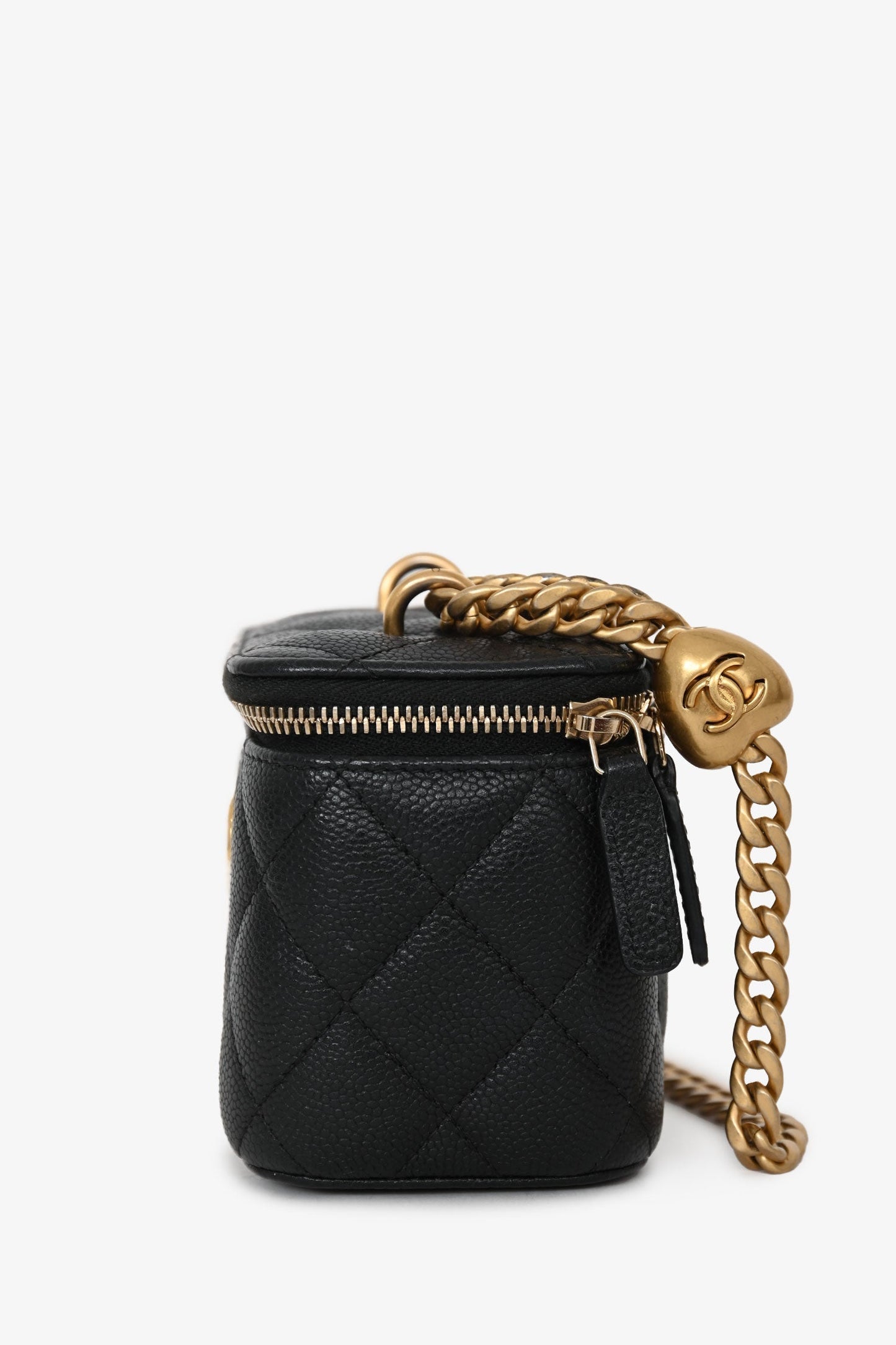 Chanel™ Black Caviar Leather Mini Vanity Crush Crossbody Gold Hardware