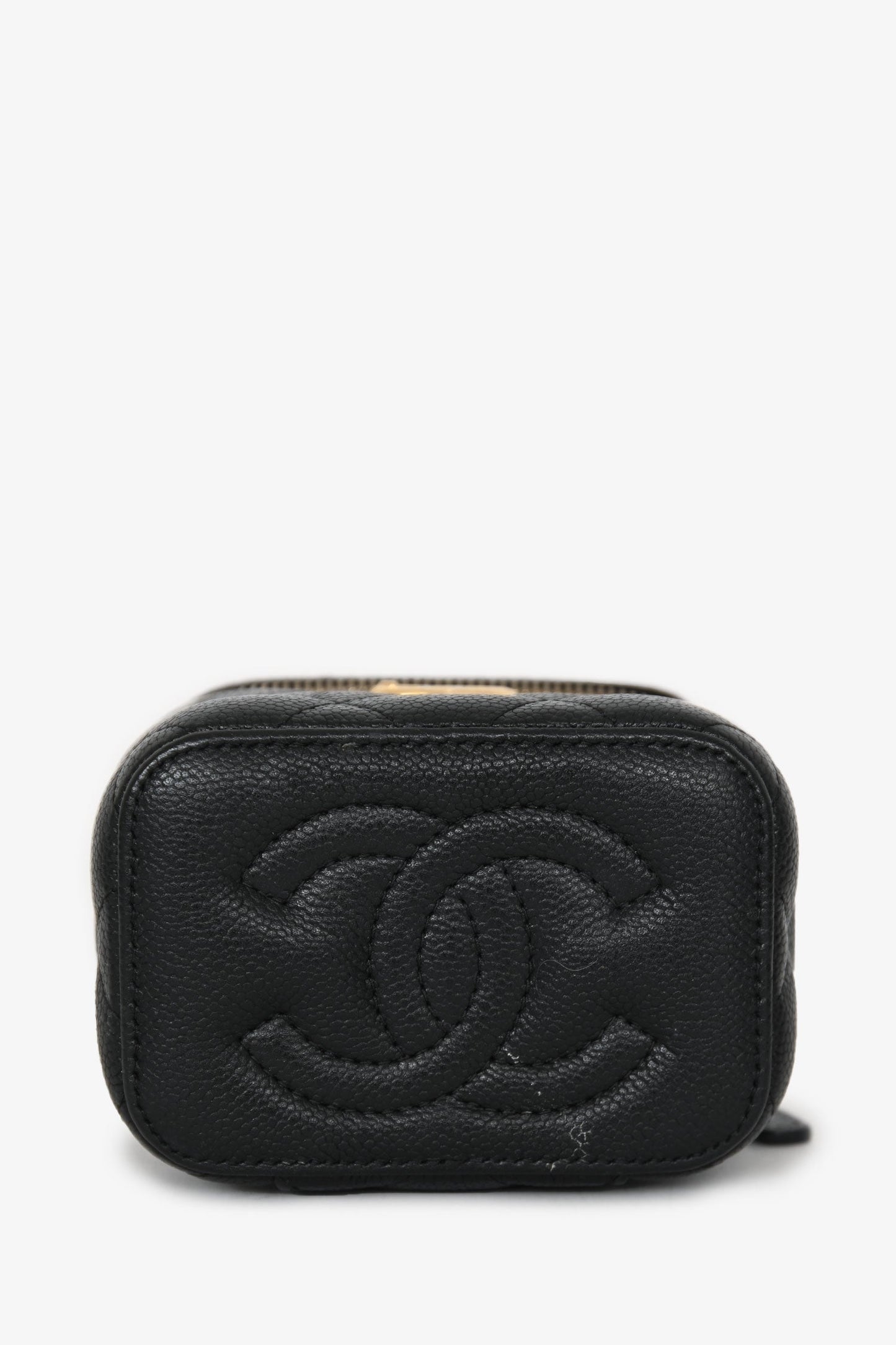 Chanel™ Black Caviar Leather Mini Vanity Crush Crossbody Gold Hardware