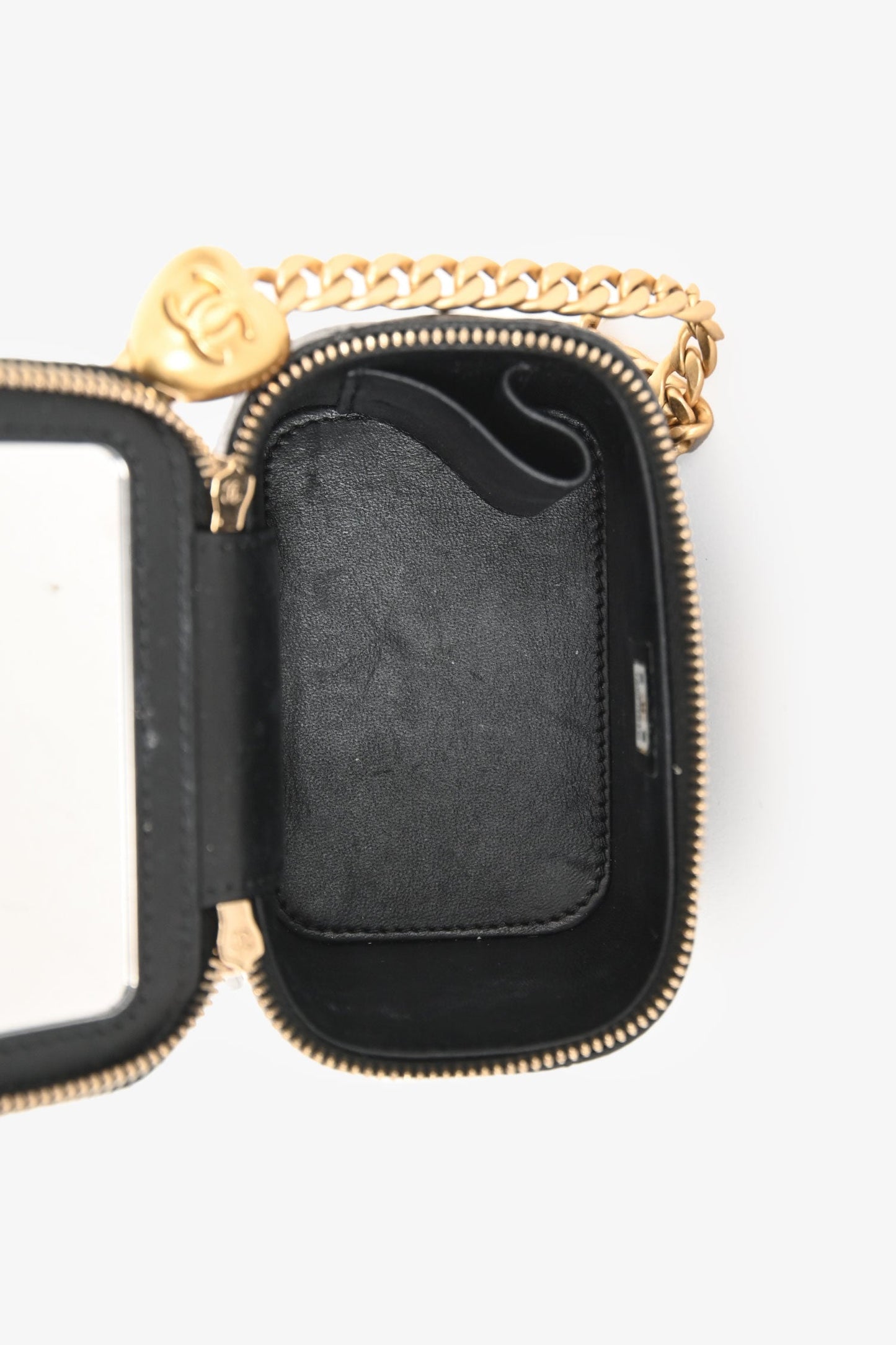 Chanel™ Black Caviar Leather Mini Vanity Crush Crossbody Gold Hardware