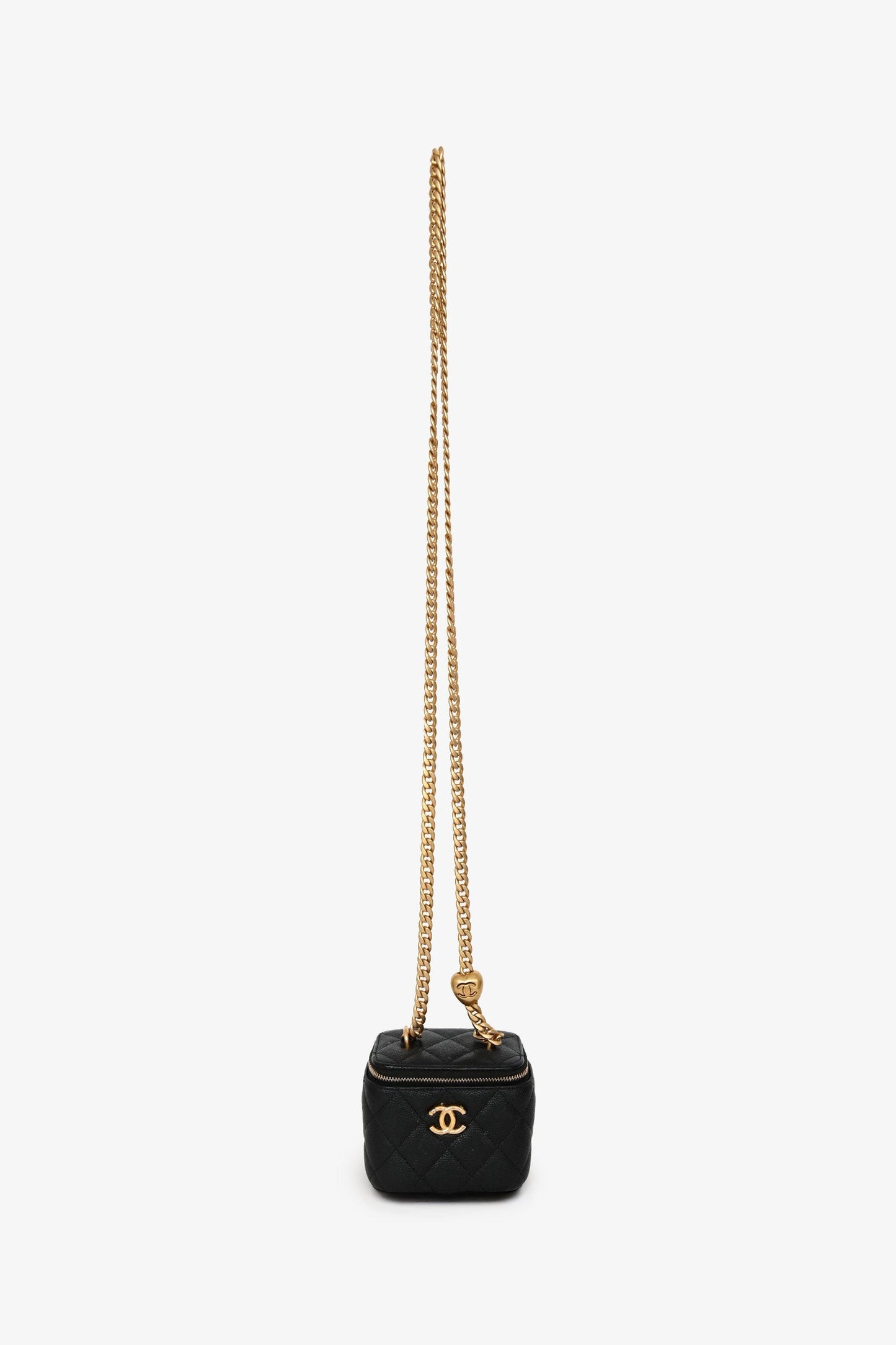 Chanel™ Black Caviar Leather Mini Vanity Crush Crossbody Gold Hardware