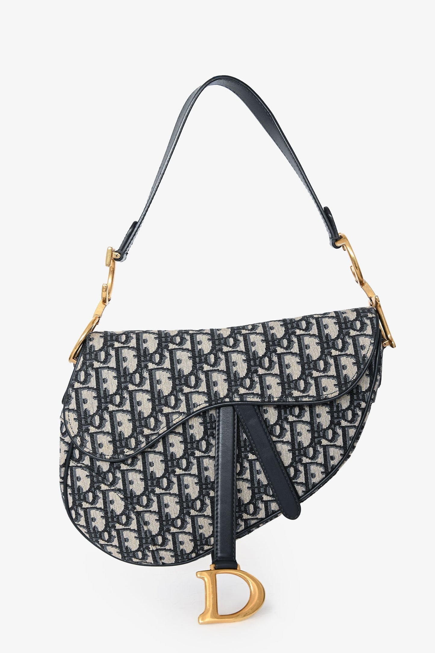 Christian Dior 2018 Navy Oblique Classic Saddle Bag