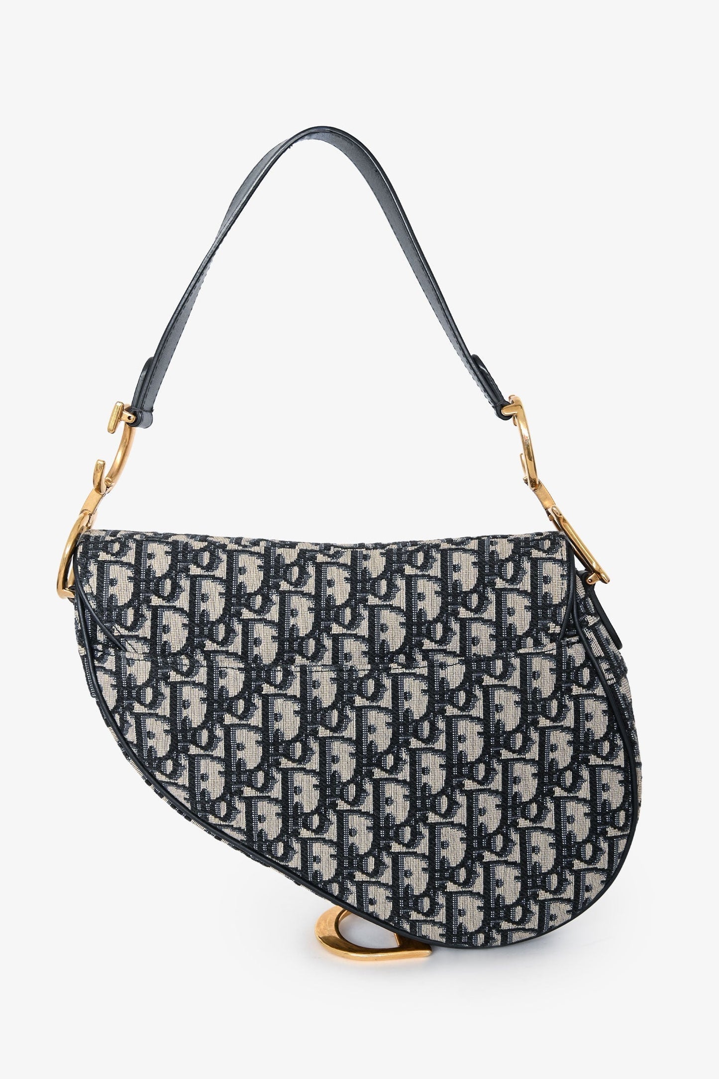 Christian Dior 2018 Navy Oblique Classic Saddle Bag