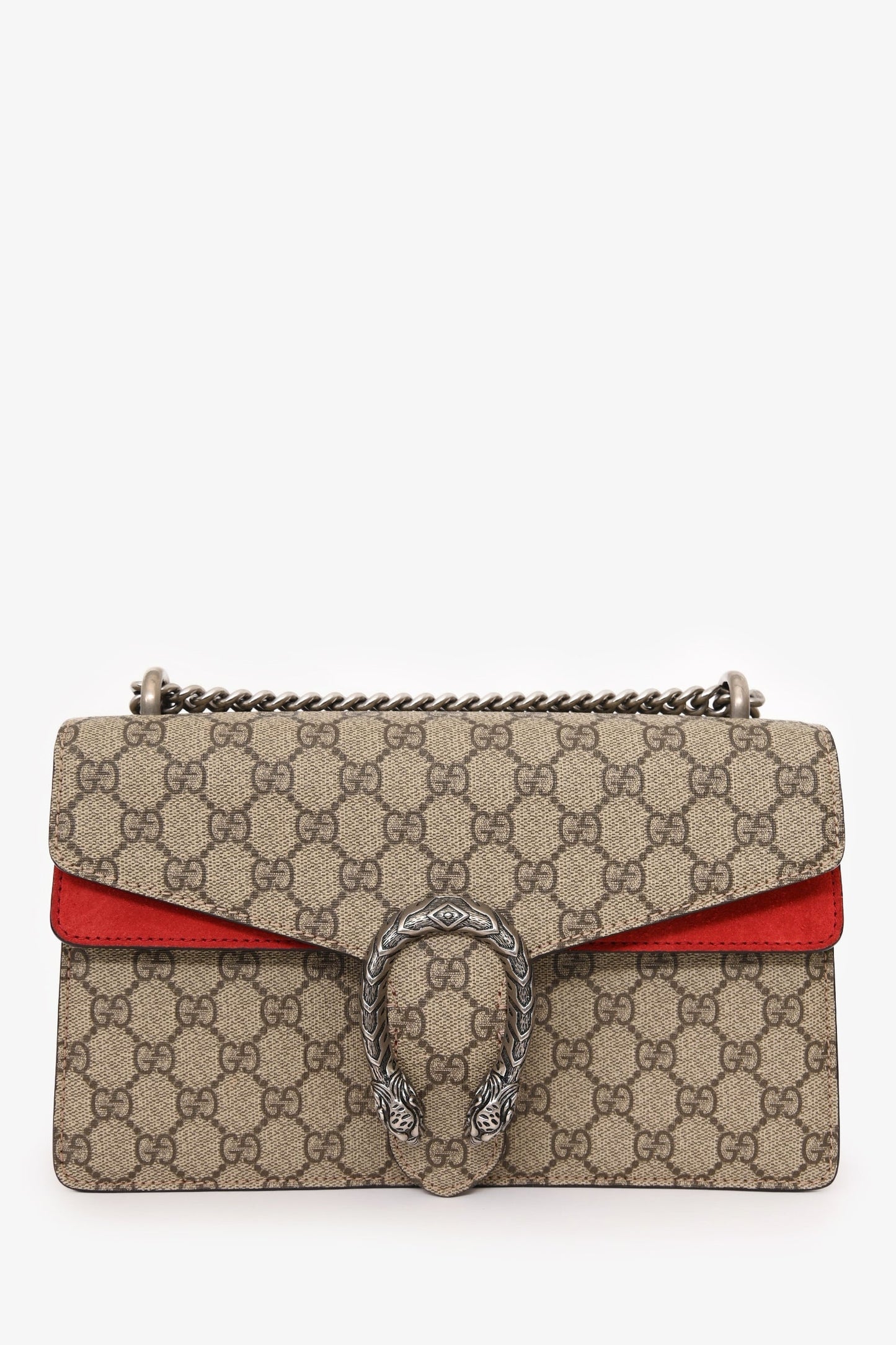 Gucci GG Supreme/Red Suede Small Dionysus Shoulder Bag