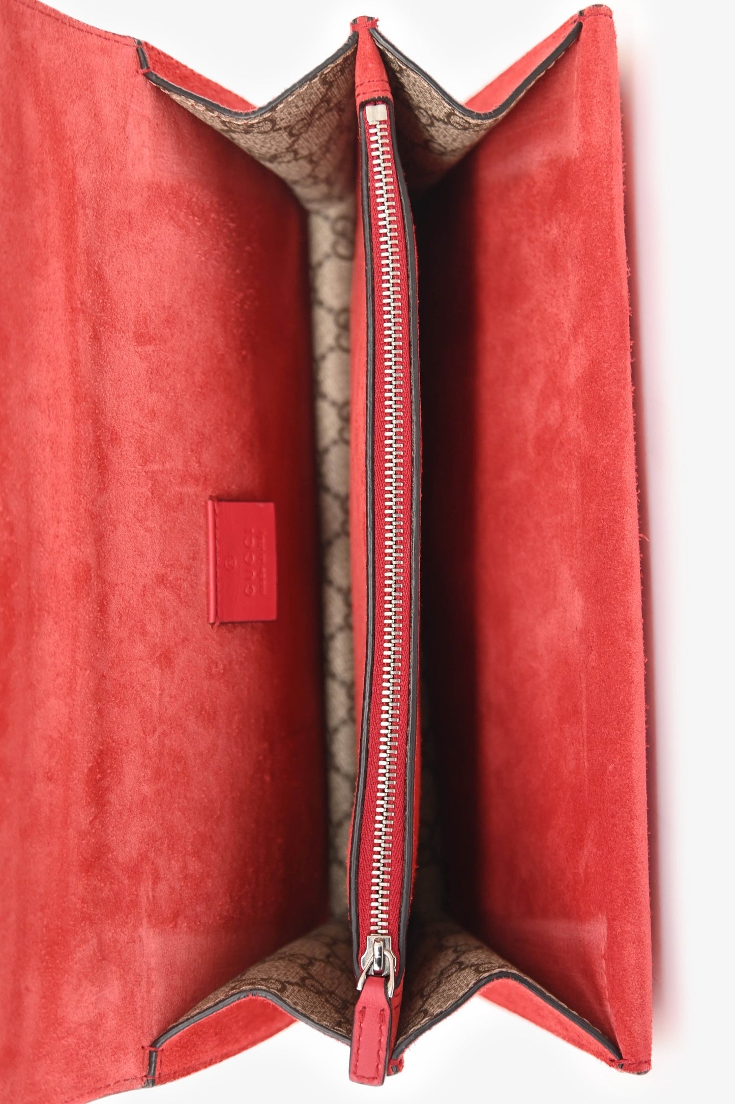 Gucci GG Supreme/Red Suede Small Dionysus Shoulder Bag