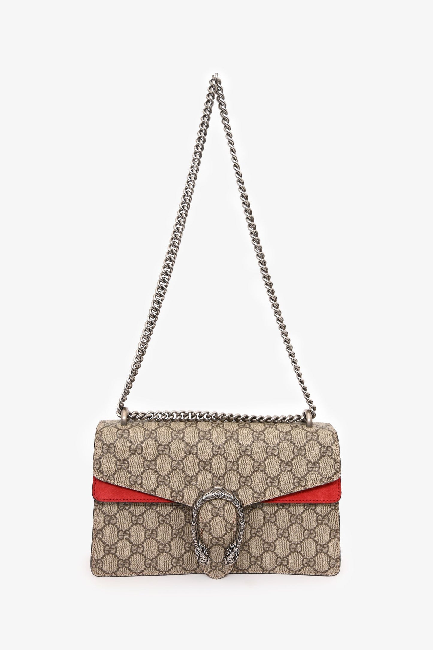 Gucci GG Supreme/Red Suede Small Dionysus Shoulder Bag