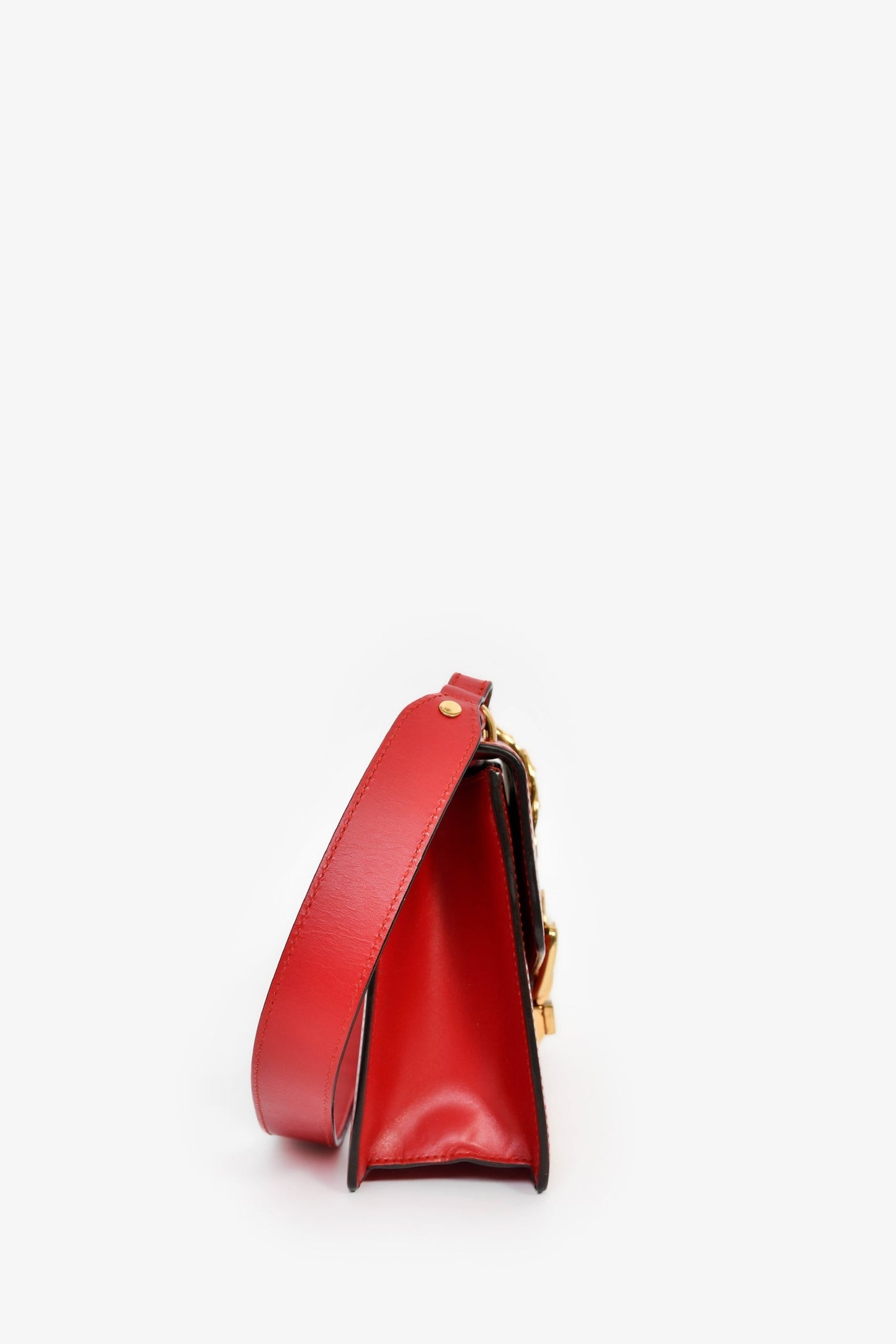 Gucci Red Leather Web Sylvie Small Ribbon Shoulder Bag