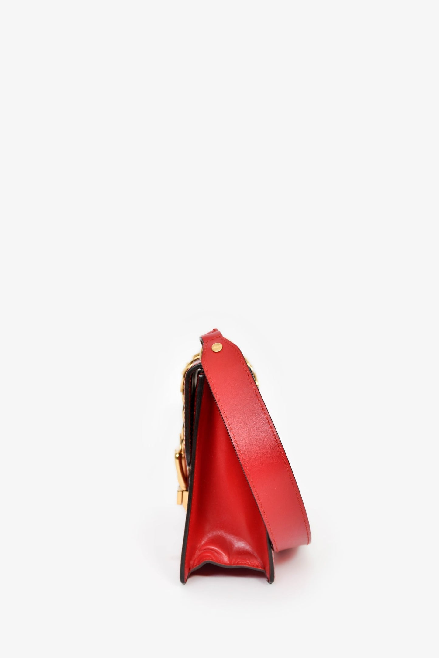 Gucci Red Leather Web Sylvie Small Ribbon Shoulder Bag
