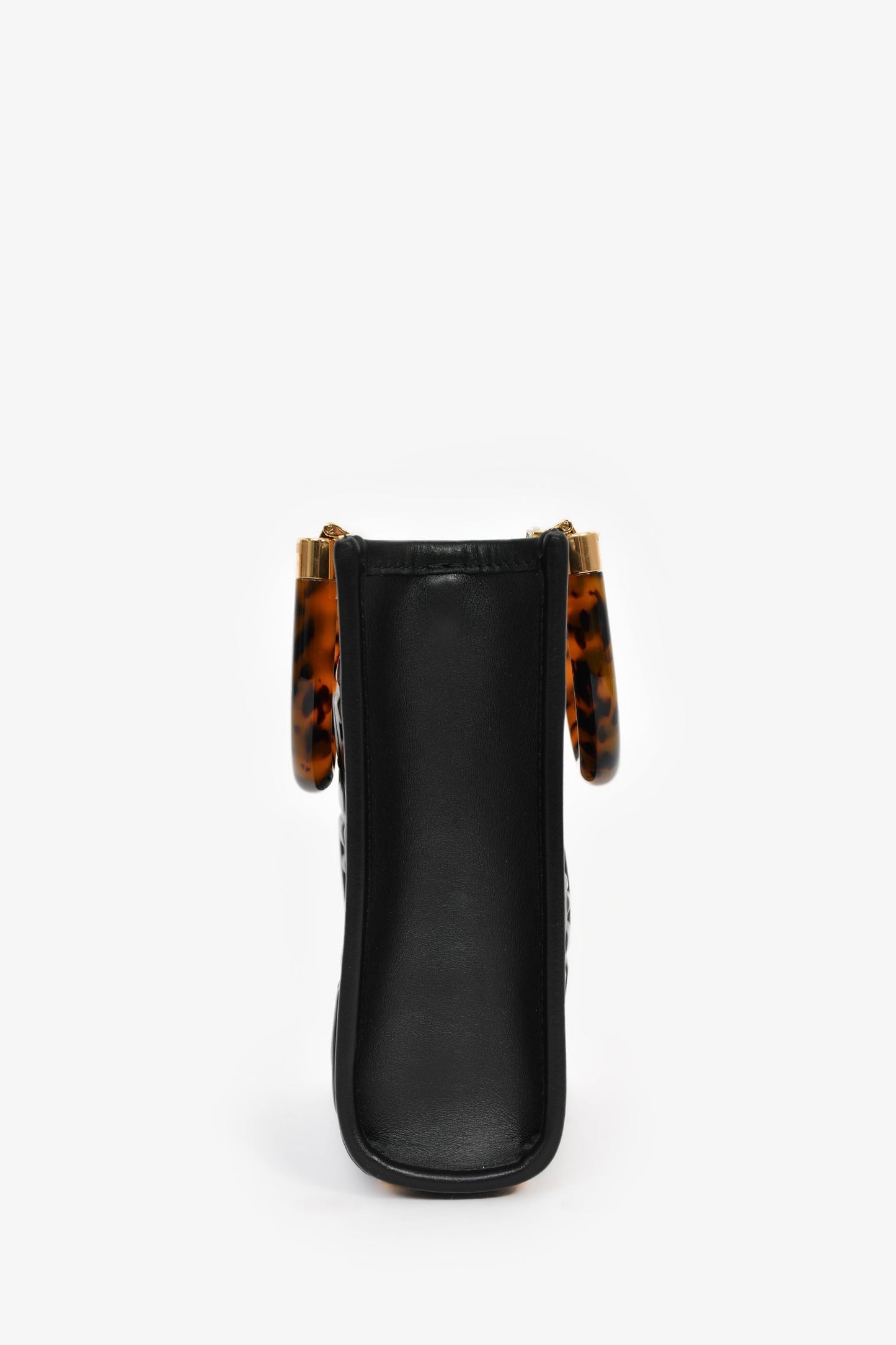 Fendi Black Zucca Embossed Leather/Tortoise Sunshine Mini Top Handle Bag