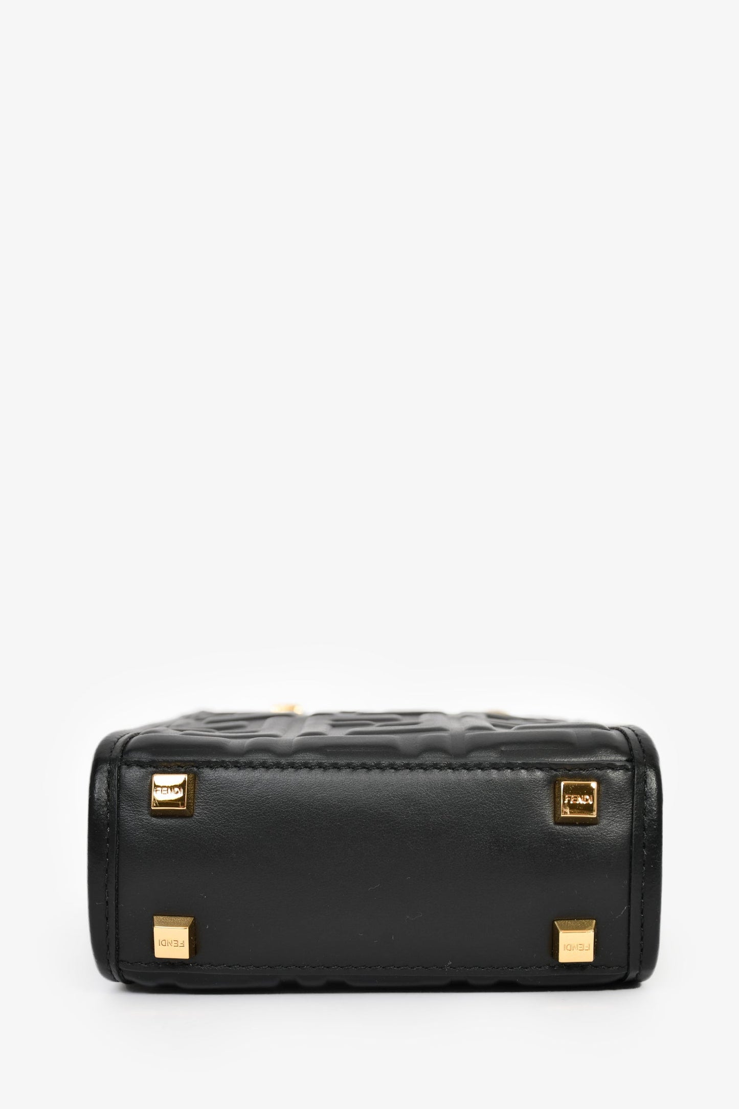 Fendi Black Zucca Embossed Leather/Tortoise Sunshine Mini Top Handle Bag