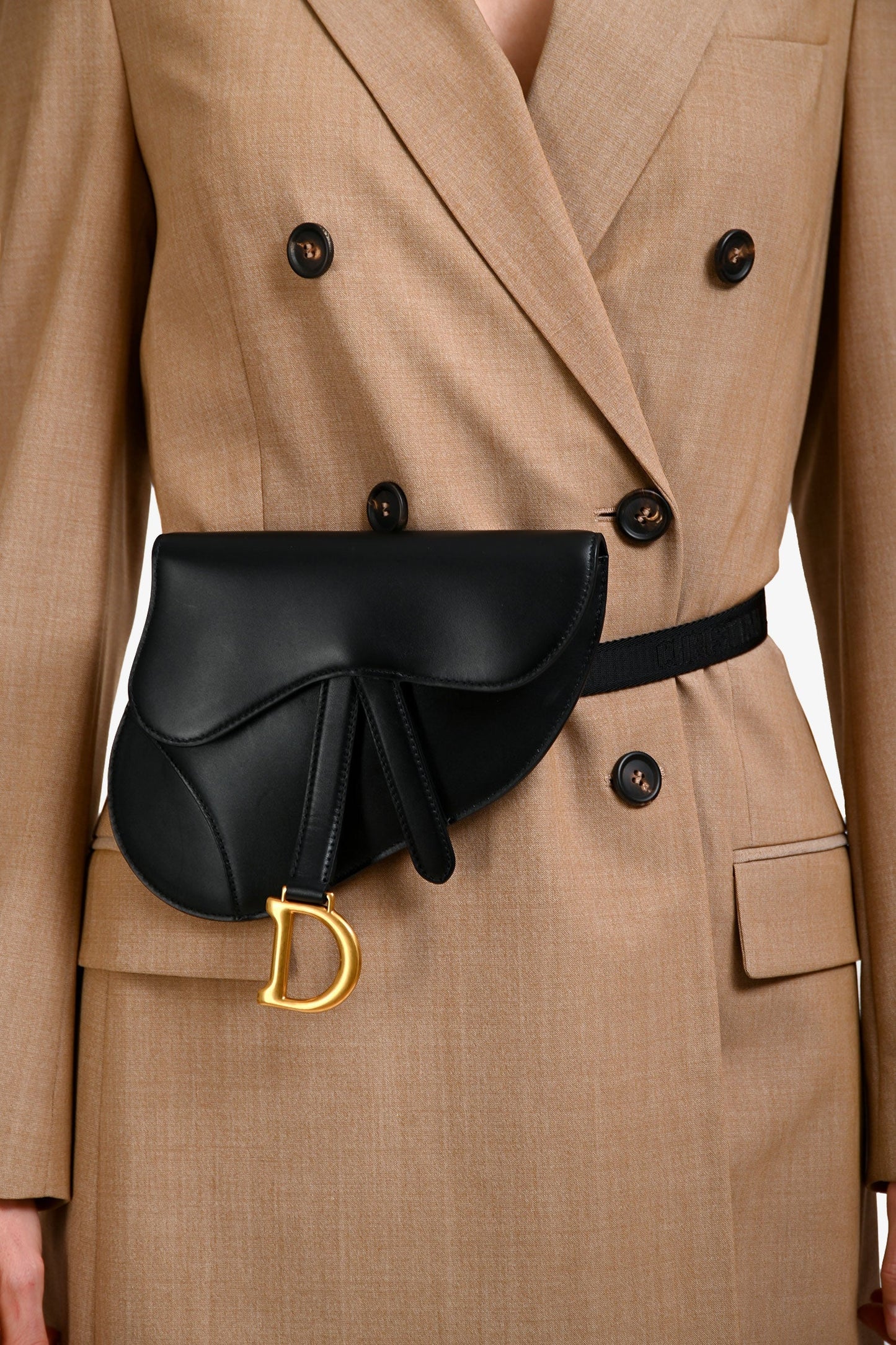 Christian Dior 2019 Black Leather Saddle Belt Bag