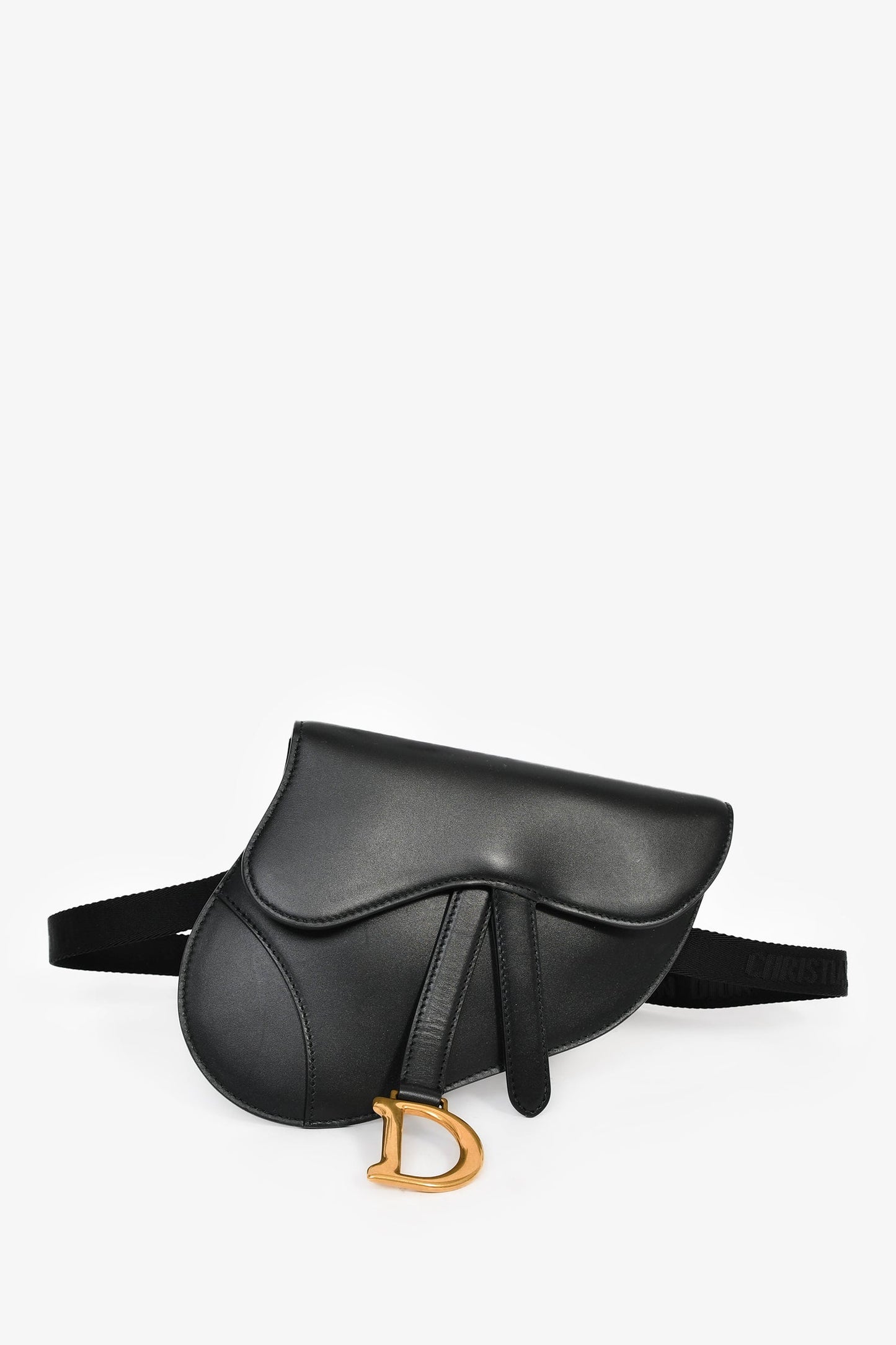 Christian Dior 2019 Black Leather Saddle Belt Bag