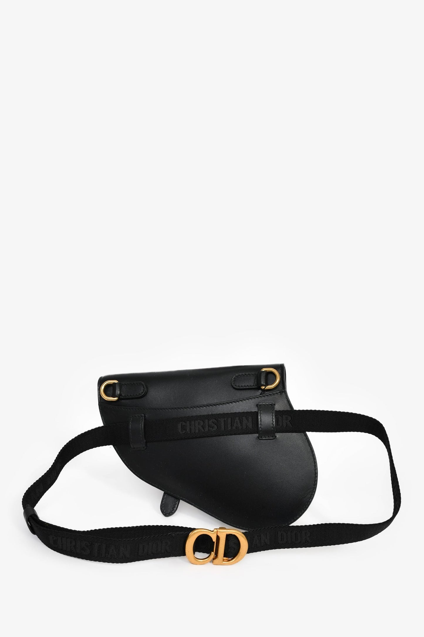 Christian Dior 2019 Black Leather Saddle Belt Bag