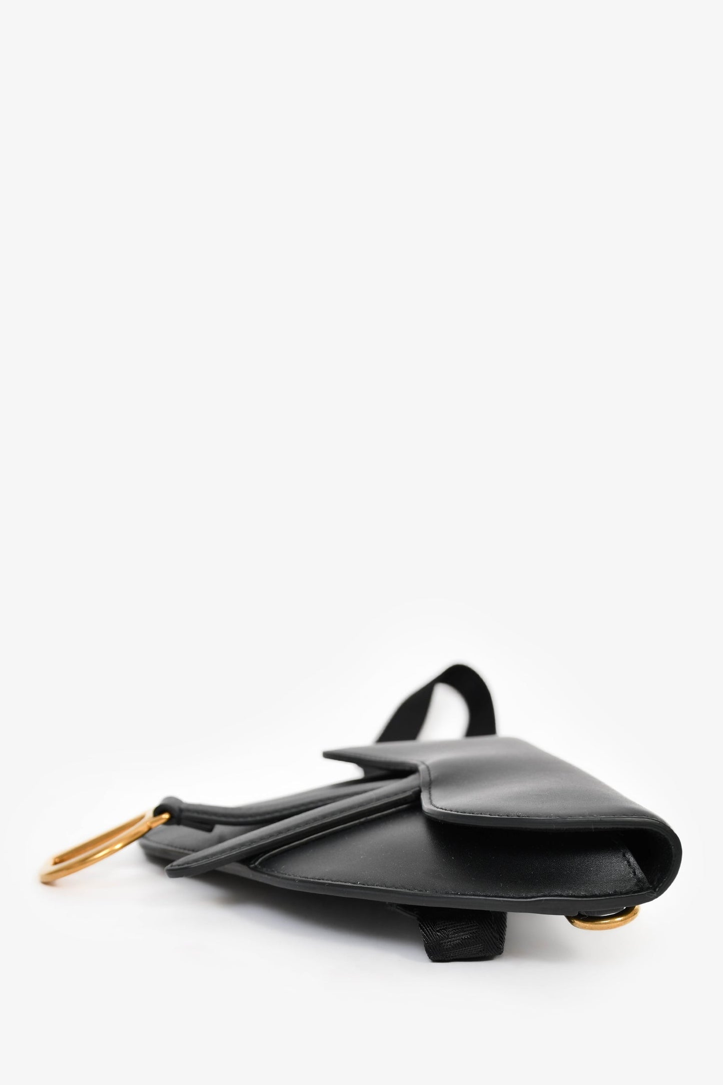 Christian Dior 2019 Black Leather Saddle Belt Bag