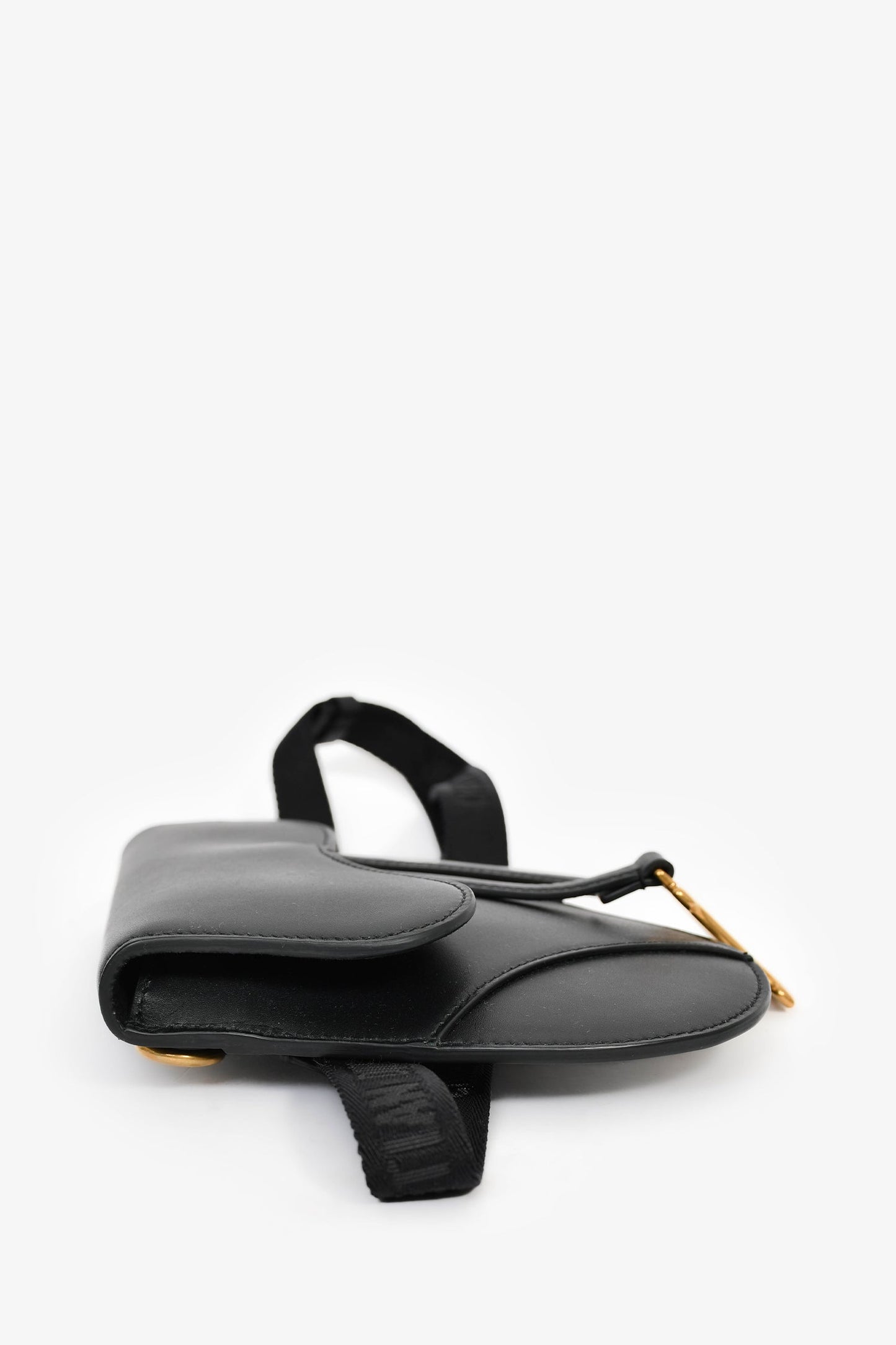 Christian Dior 2019 Black Leather Saddle Belt Bag