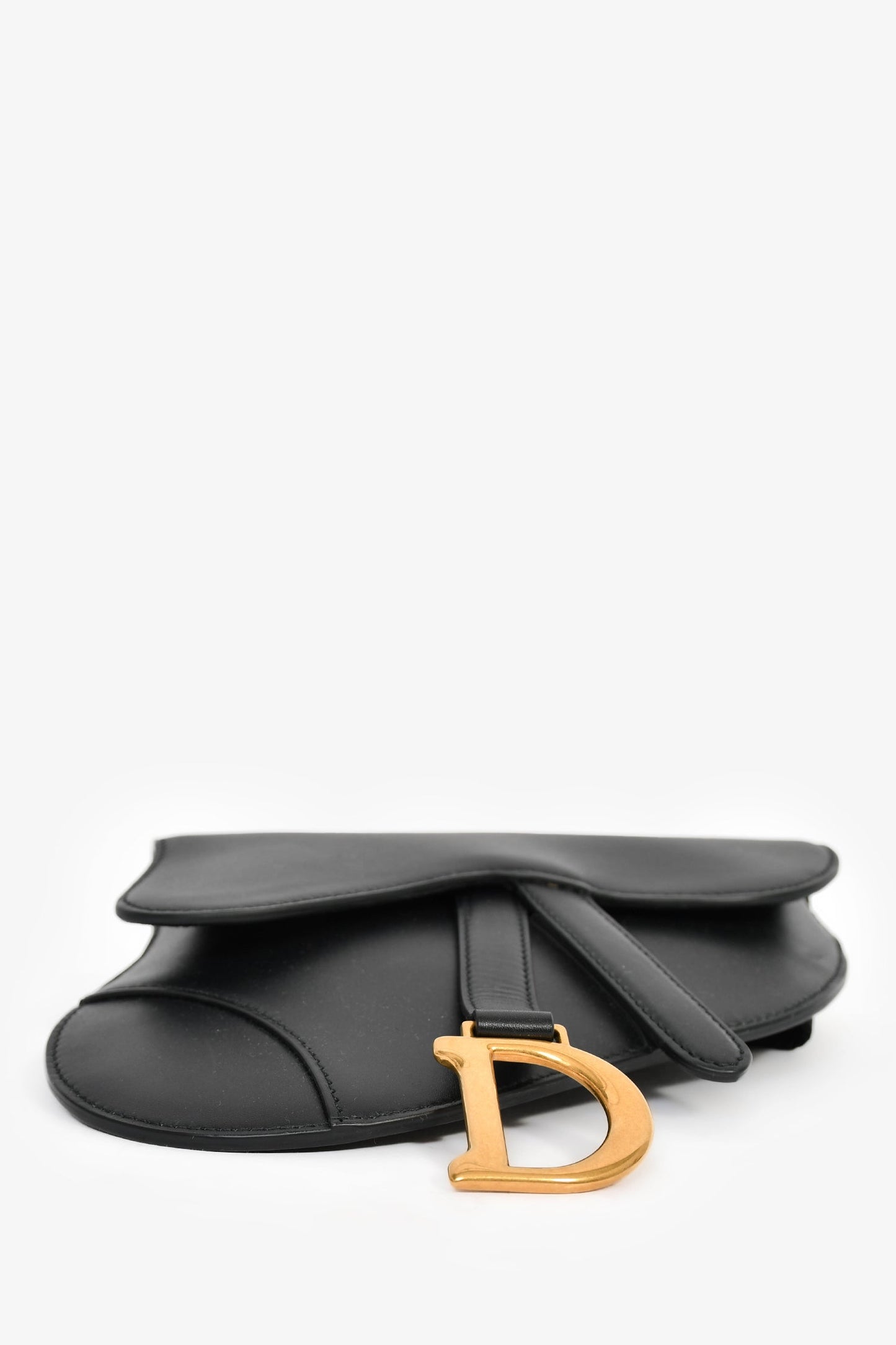 Christian Dior 2019 Black Leather Saddle Belt Bag