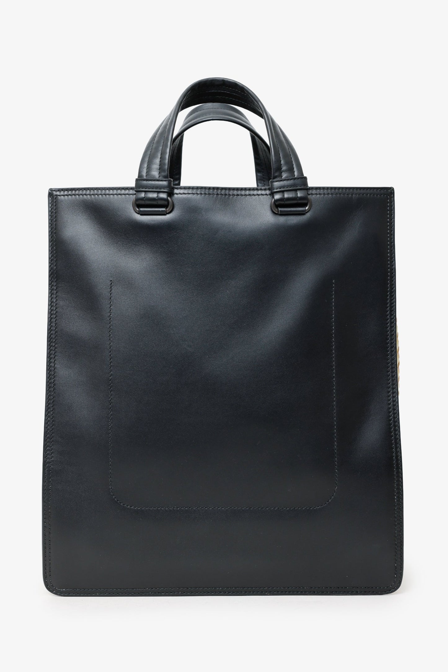 Bottega Veneta Black Smooth Leather/Intrecciato French Tote