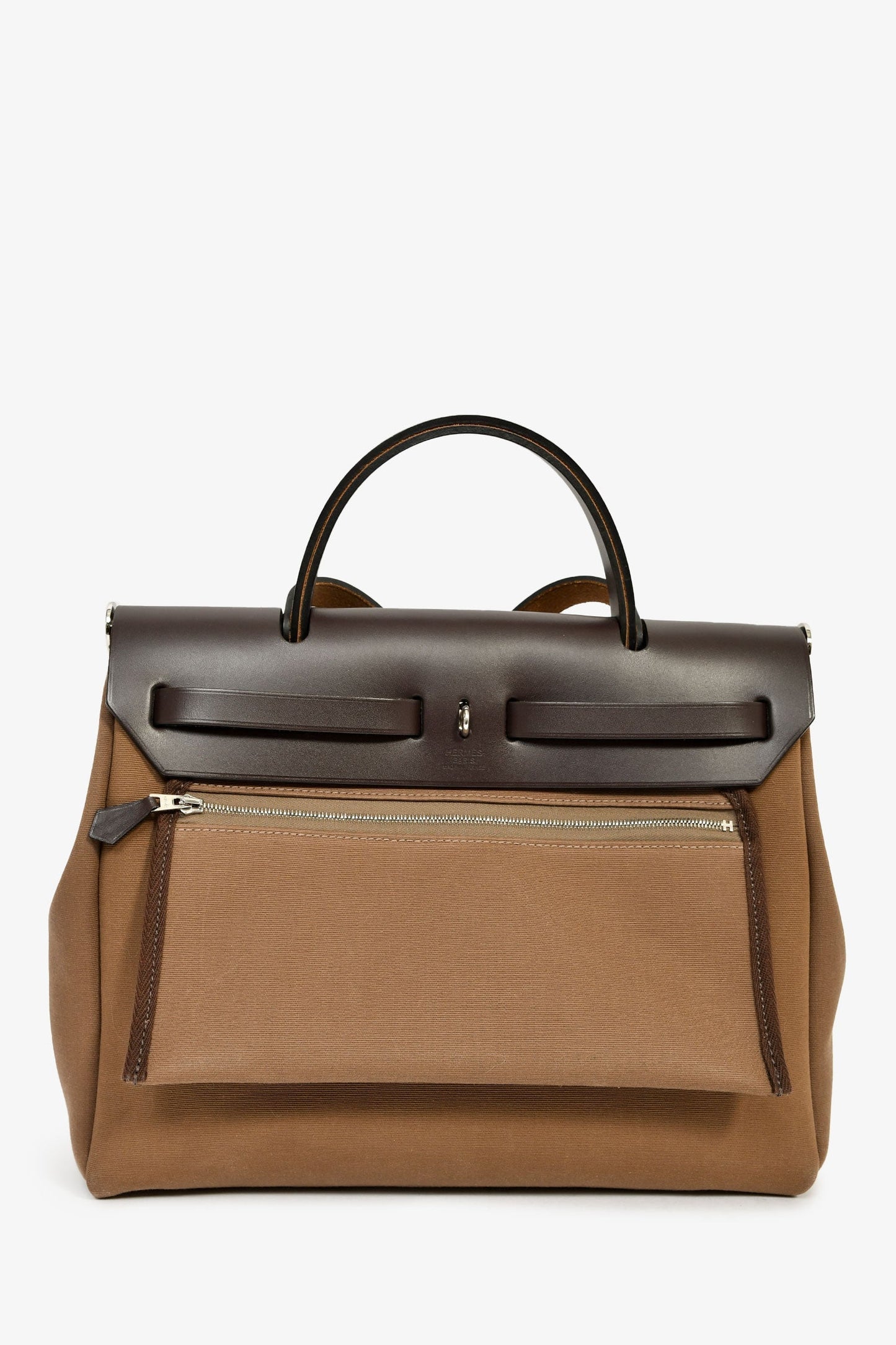 Hermès 2017 Etoupe/Ebene Canvas/Leather Herbag 31 with Pouch