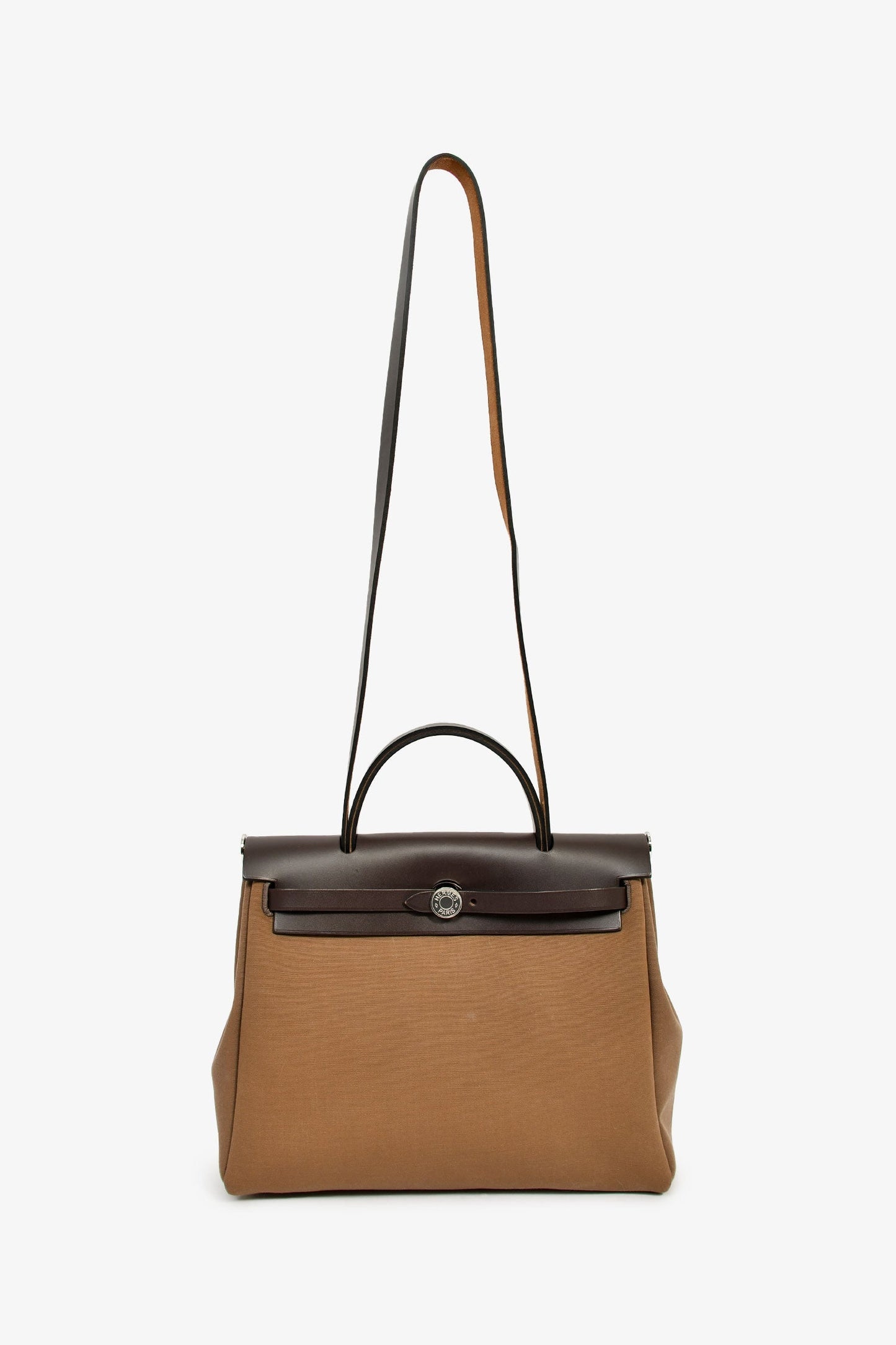 Hermès 2017 Etoupe/Ebene Canvas/Leather Herbag 31 with Pouch