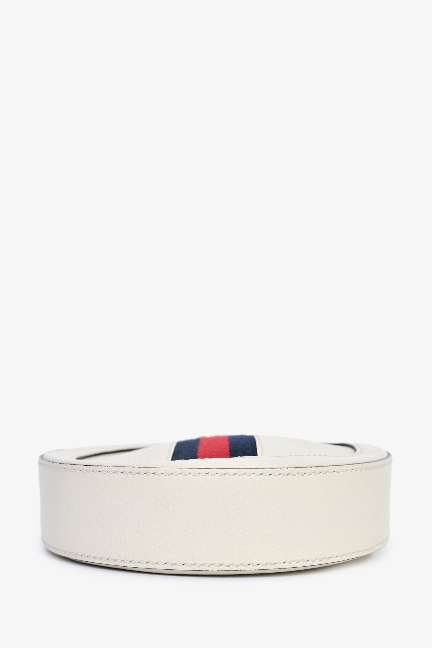 Gucci White Leather Web Detail 'Ophidia' Mini Round Crossbody Bag