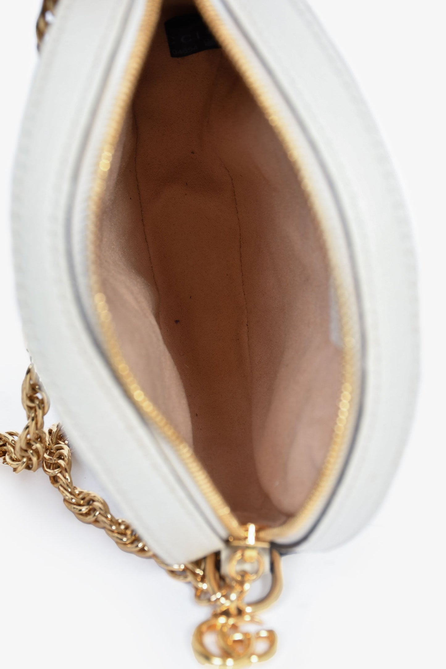 Gucci White Leather Web Detail 'Ophidia' Mini Round Crossbody Bag