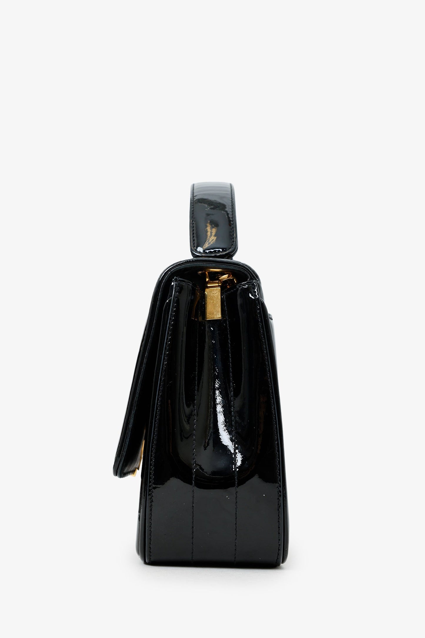 Saint Laurent Black Patent Leather Large Vicky Crossbody