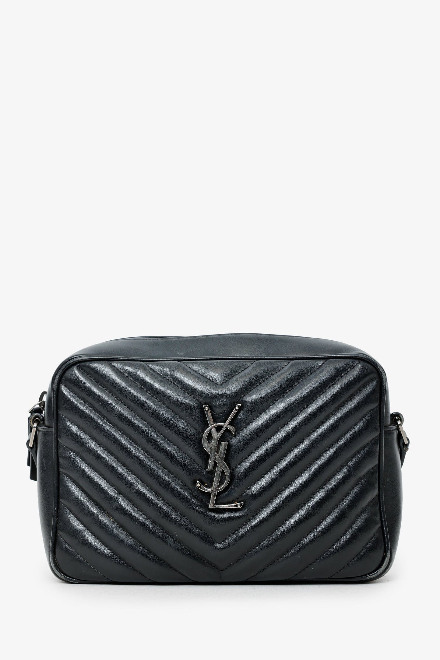 Saint Laurent Black Quilted Leather Lou Crossbody Bag