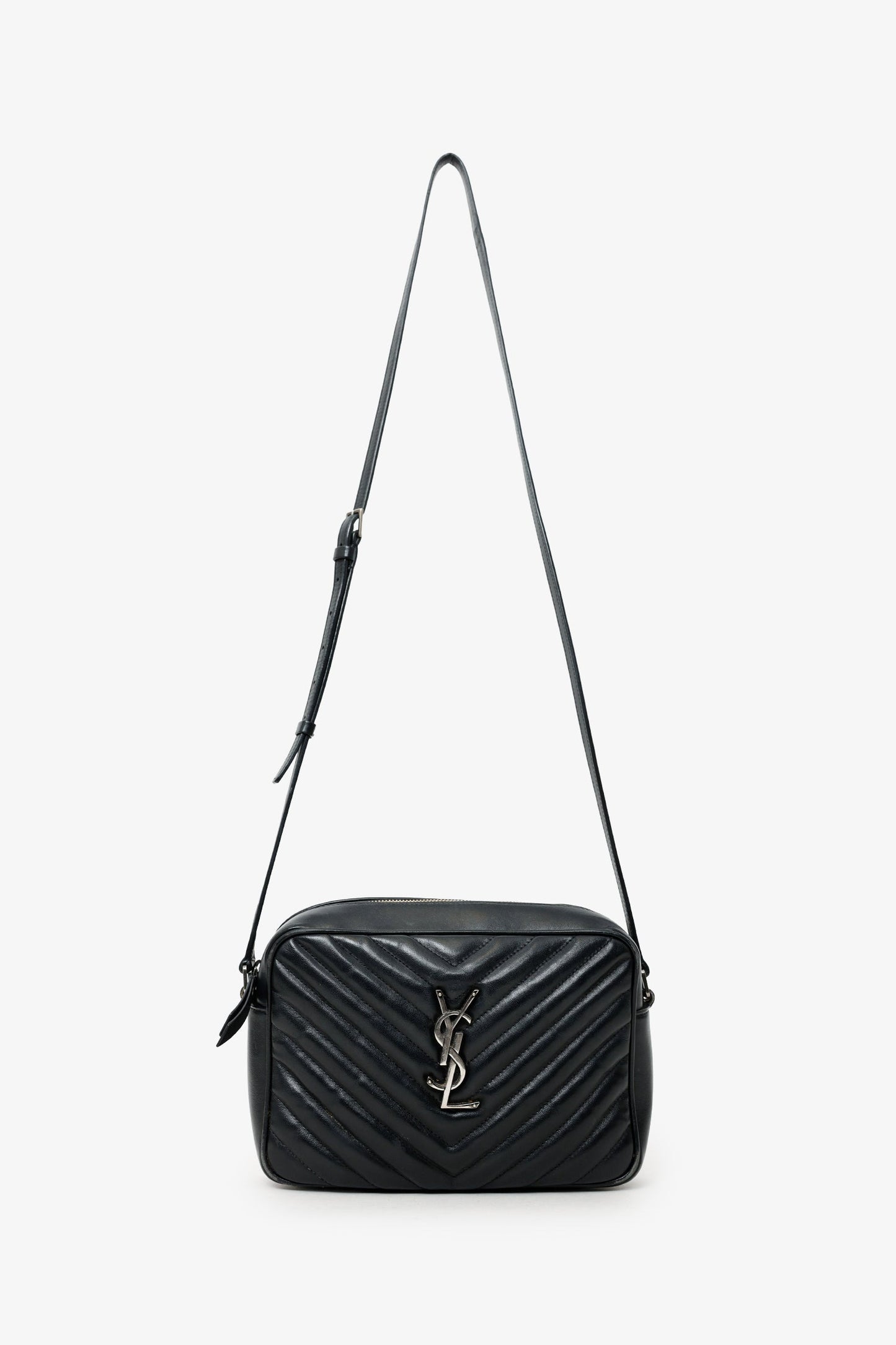Saint Laurent Black Quilted Leather Lou Crossbody Bag