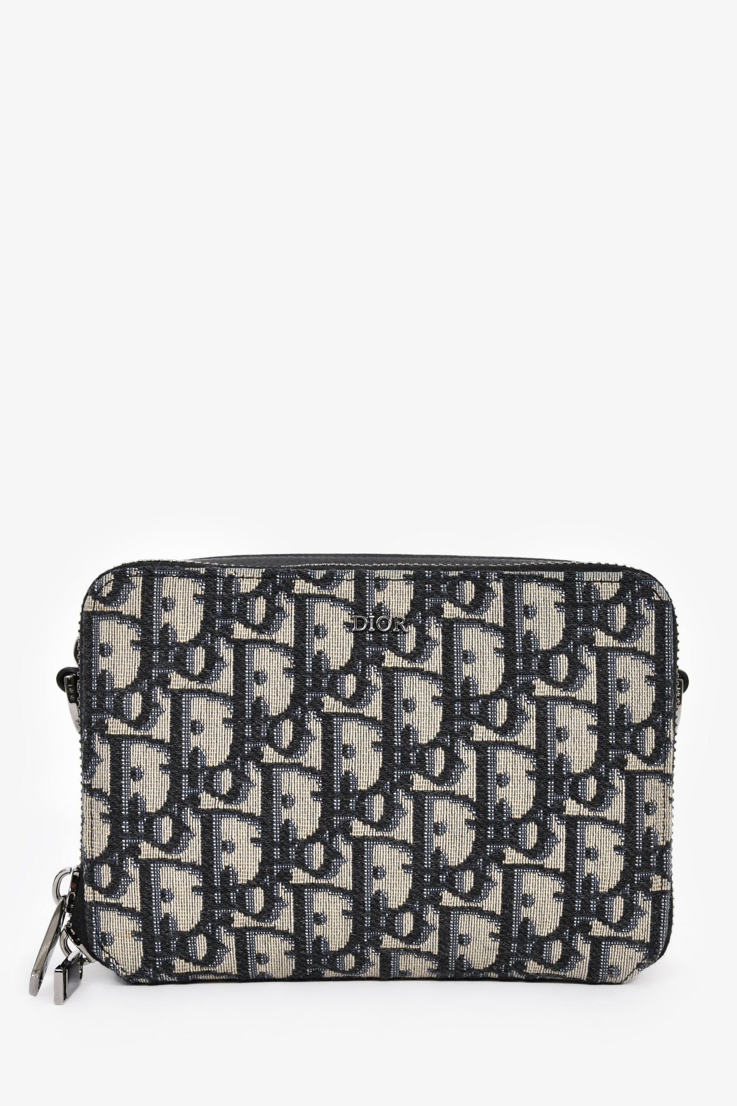 Christian Dior 2021 Navy Oblique Jacquard Wallet On Strap